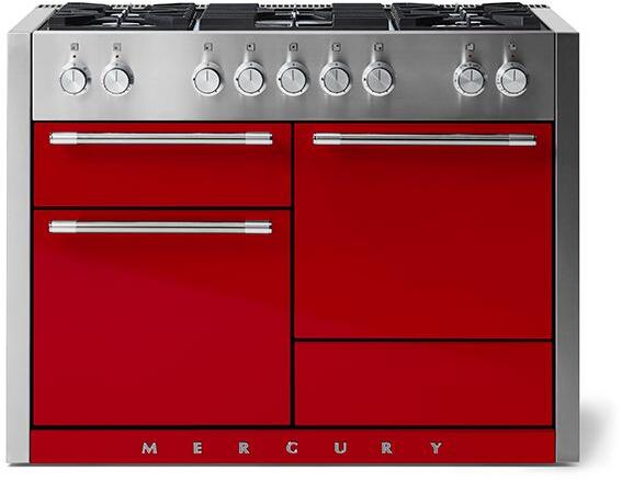 AGA AMC48DFPCR Mercury Series 48 Inch Natural Gas, Dual Fuel Freestanding Range in Piccadilly Red