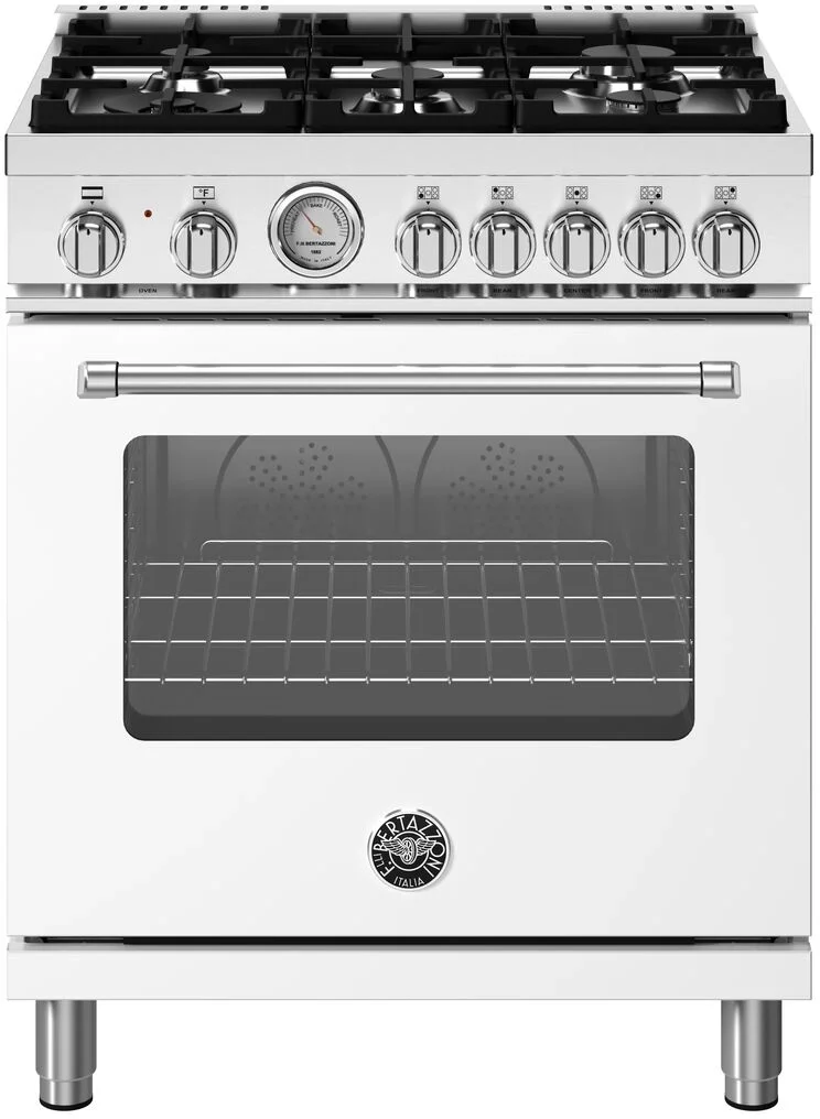 Bertazzoni MAS305DFMBIV Master Series 30 Inch Natural Gas, Dual Fuel Freestanding Range in Bianco White