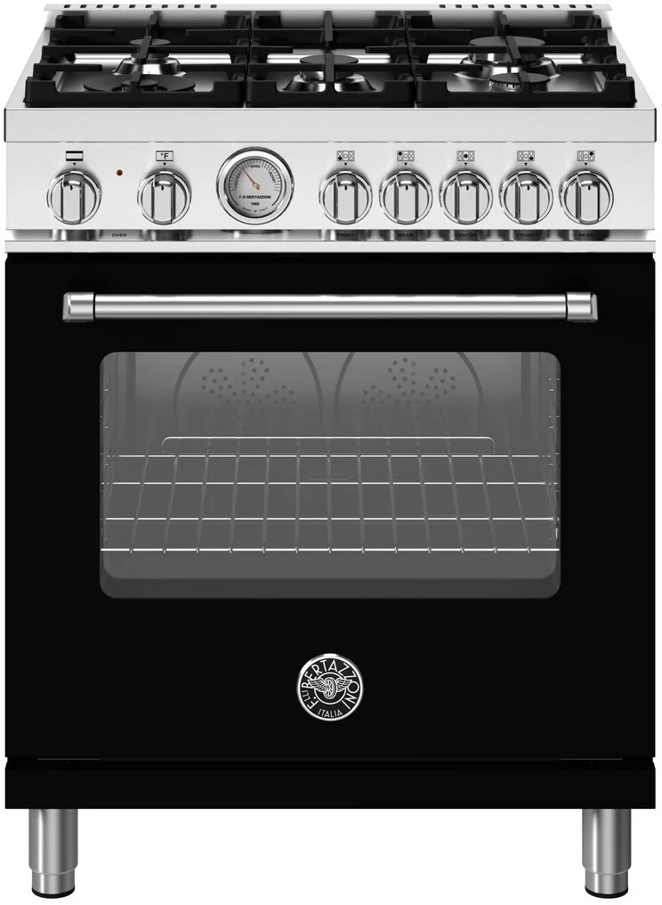Bertazzoni MAS305DFMNEV Master Series 30 Inch Natural Gas, Dual Fuel Freestanding Range in Nero Black