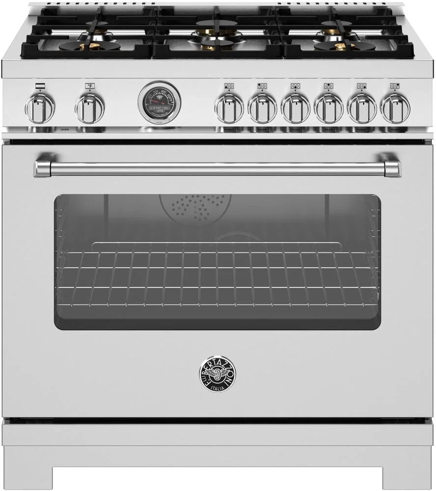 Bertazzoni MAS366BCFEPXT Master Series 36 Inch Natural Gas, Dual Fuel Freestanding Range in Stainless Steel