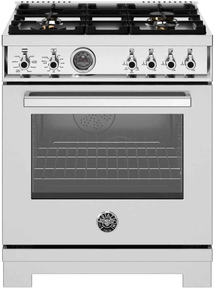 Bertazzoni PRO304BFEPXT Professional Series 30 Inch Natural Gas, Dual Fuel Freestanding Range in Stainless Steel