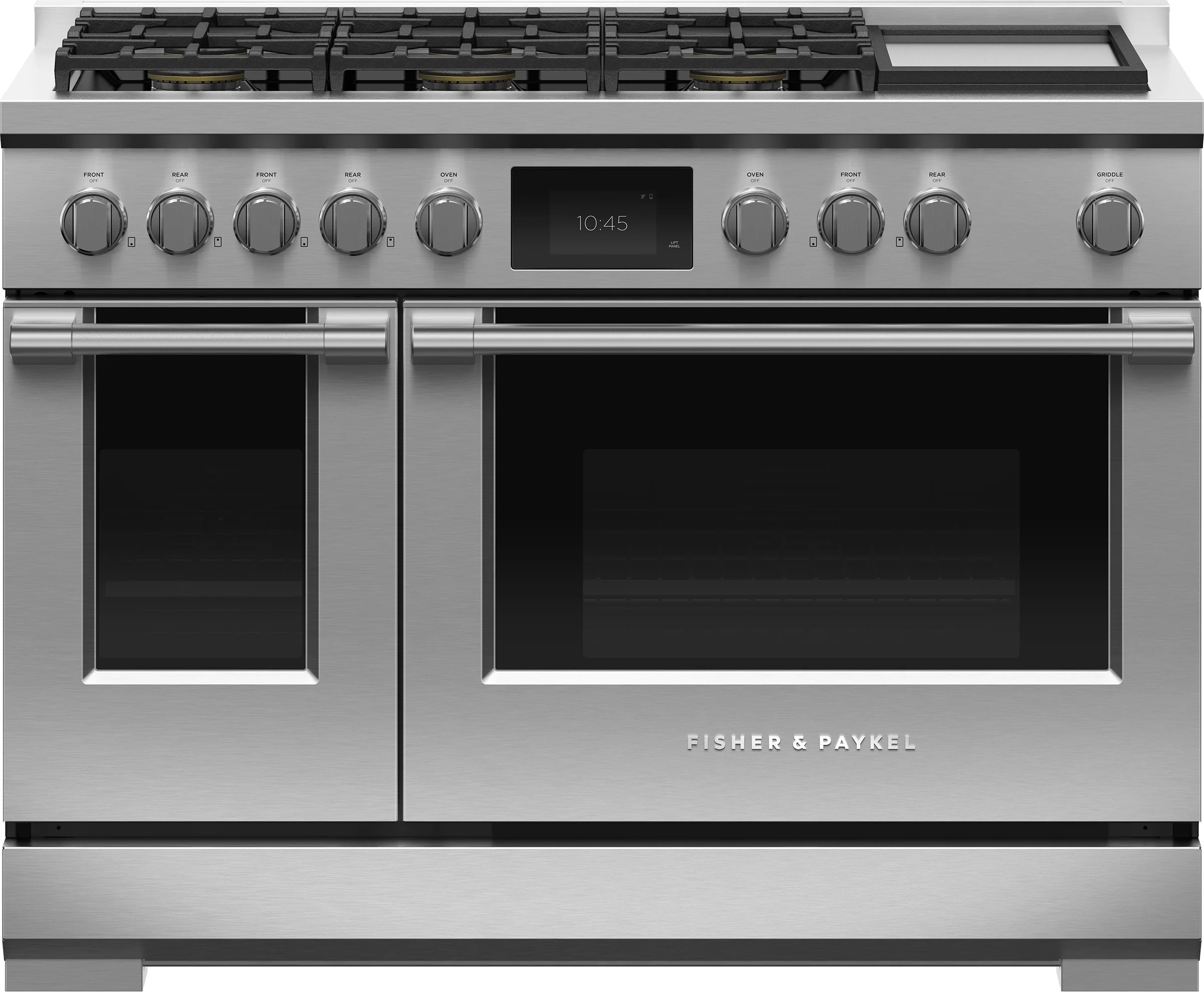 Fisher Paykel RDV3486GDN 48 Inch Natural Gas, Dual Fuel Double Oven Freestanding Range in Stainless Steel