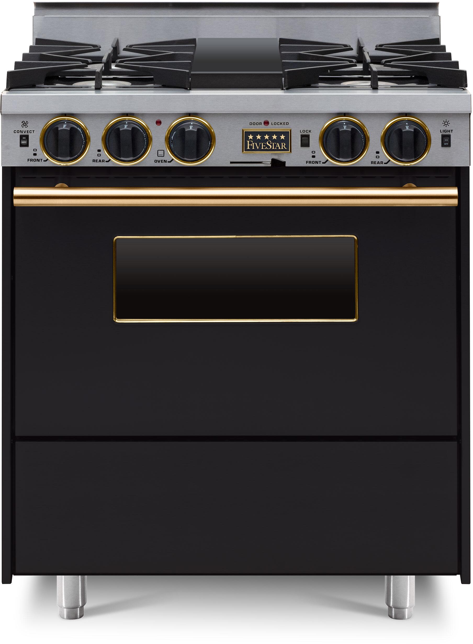 FiveStar TPN276SW 30 Inch Black Dual Fuel Freestanding Range, in Black
