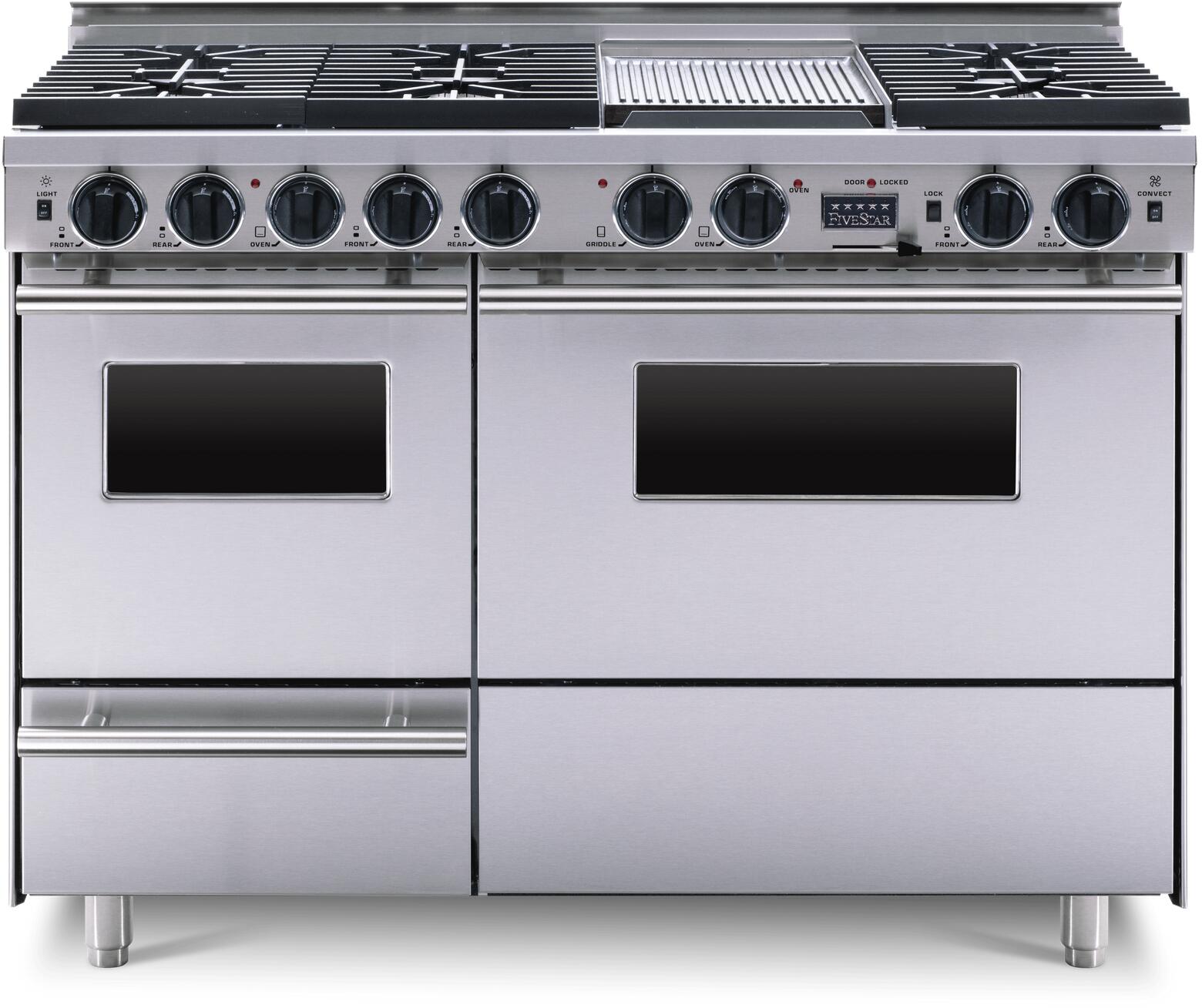 FiveStar TPN5397BW 48 Inch Stainless Steel Dual Fuel Freestanding Range, in Stainless Steel