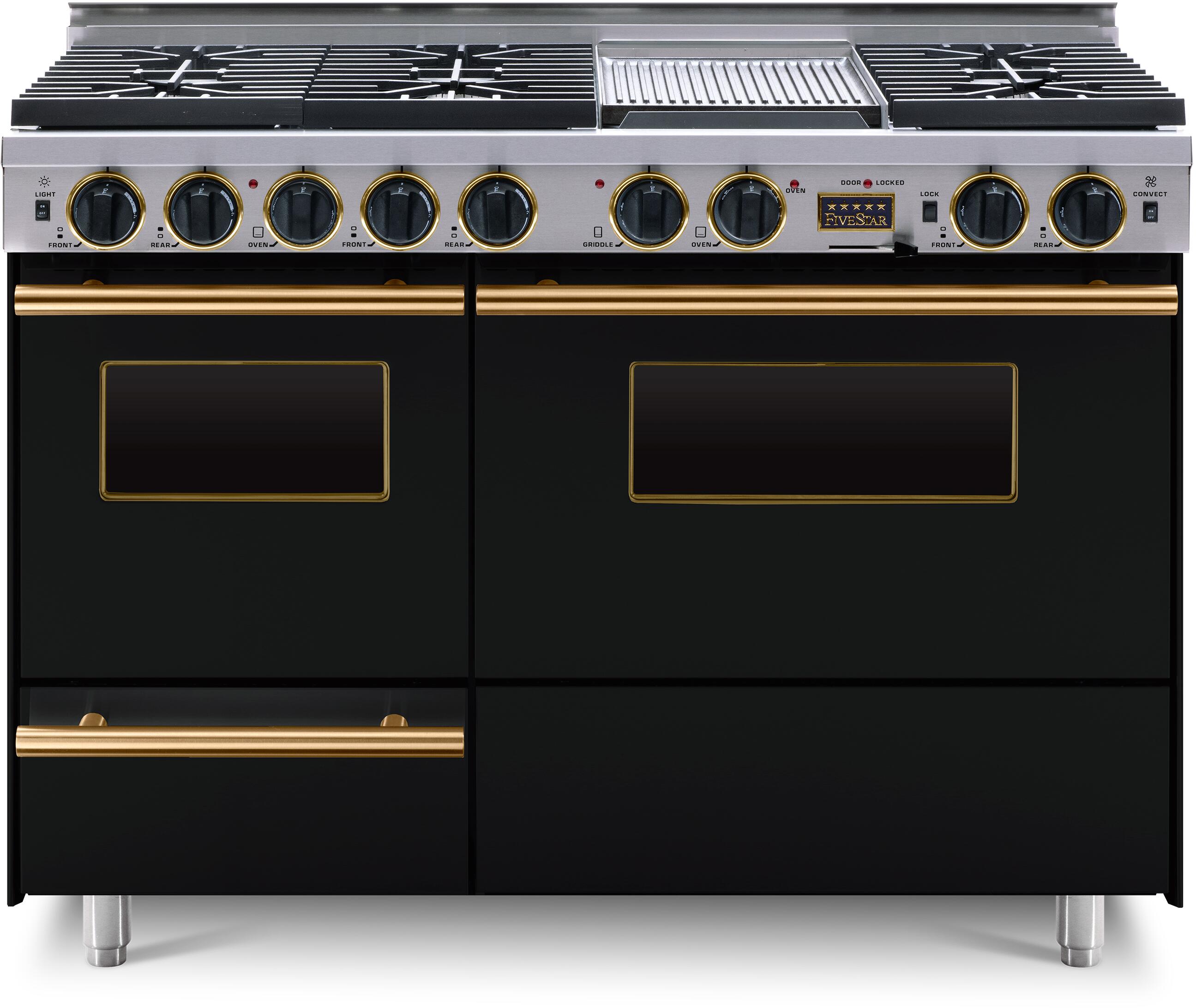 FiveStar TPN5397SW 48 Inch Black Dual Fuel Freestanding Range, in Black