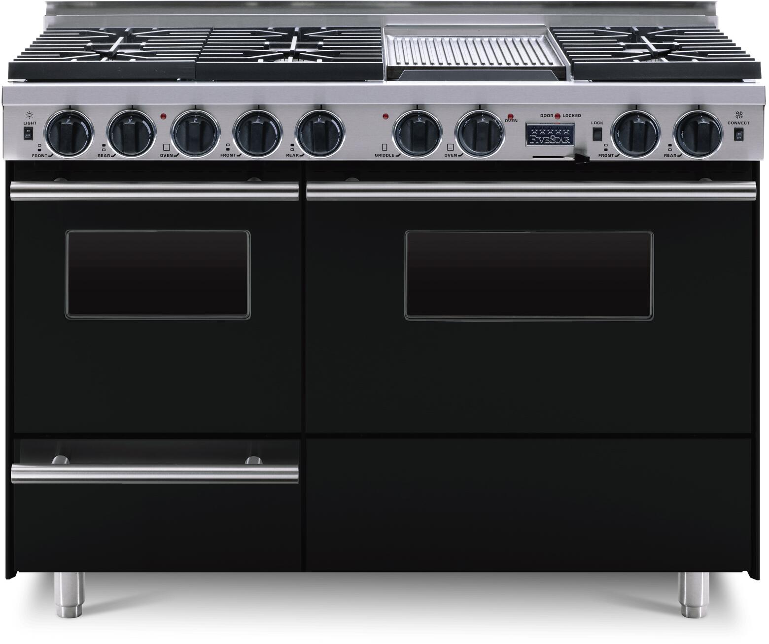 FiveStar TPN5397W 48 Inch Black Dual Fuel Freestanding Range, in Black