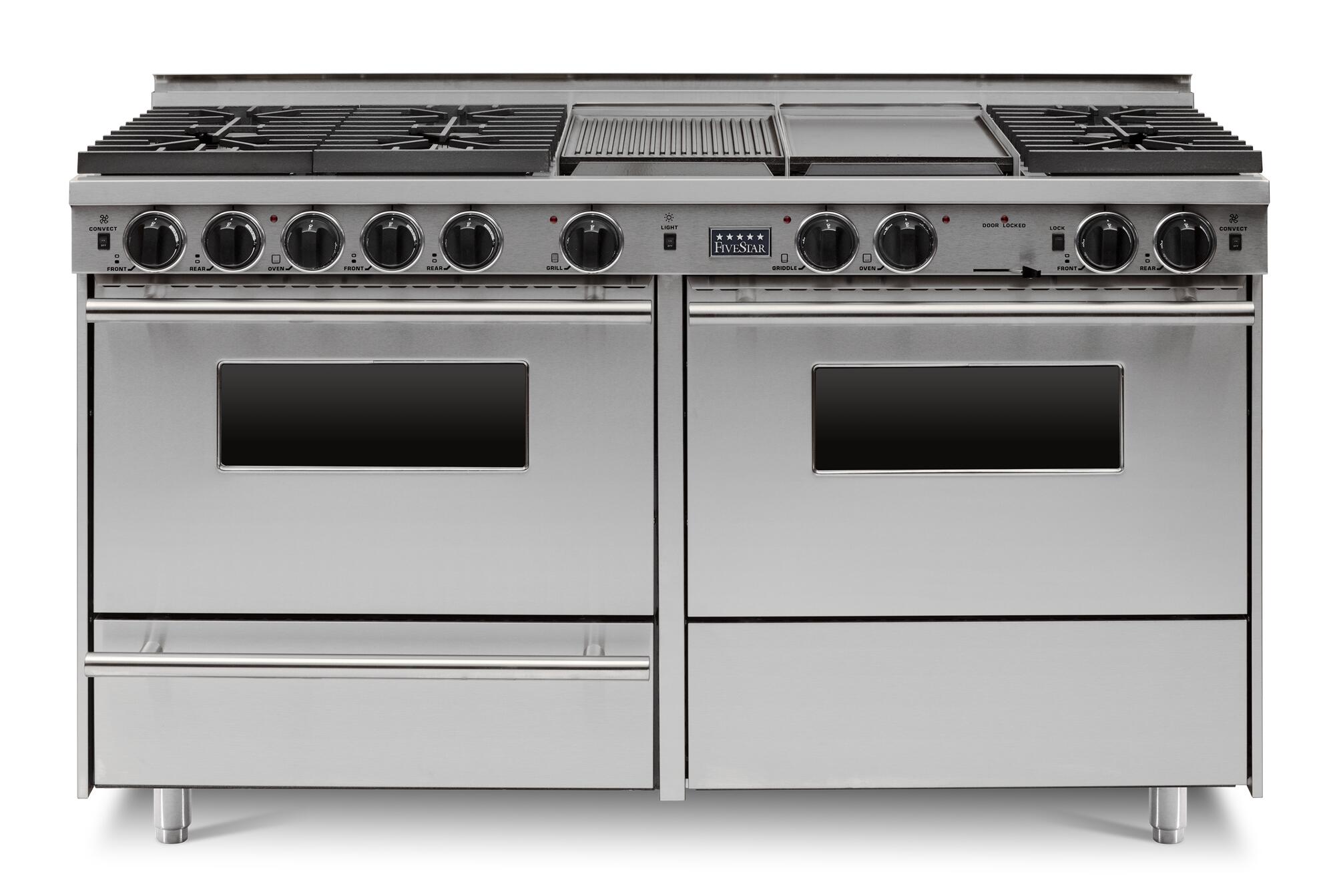 FiveStar TPN6397BW 60 Inch Stainless Steel Dual Fuel Freestanding Range, in Stainless Steel