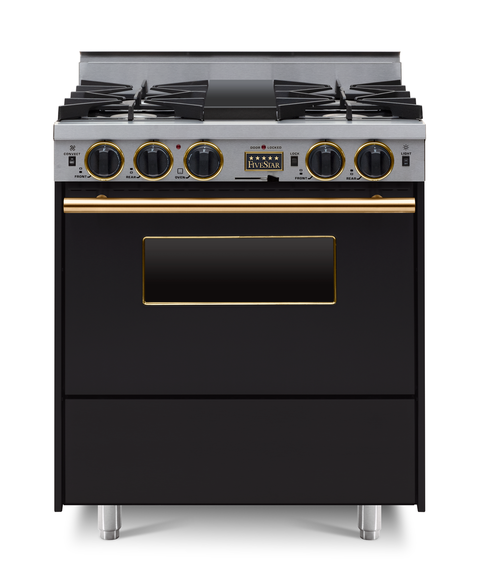 FiveStar TTN276SW 30 Inch Black Dual Fuel Freestanding Range, in Black