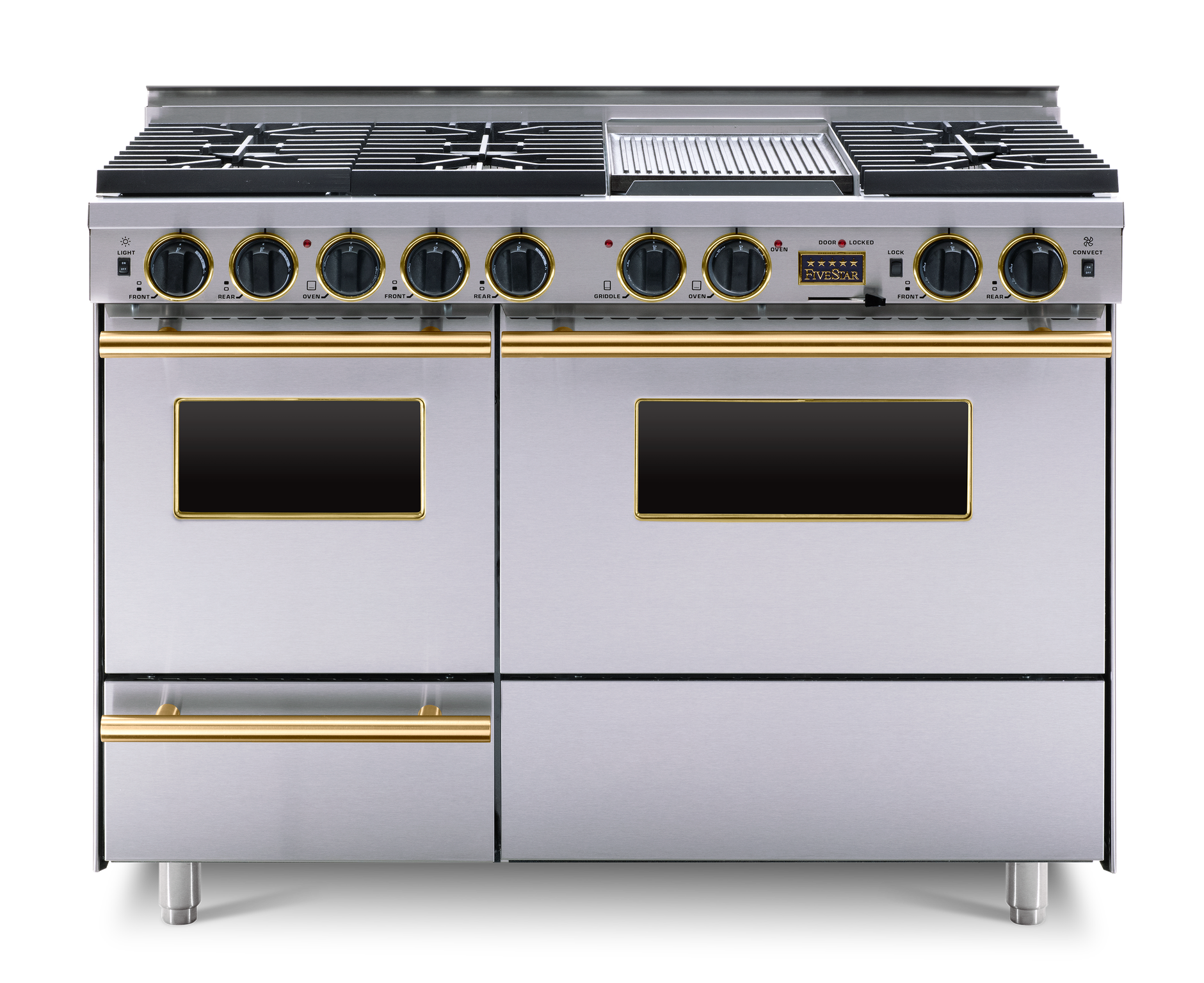 FiveStar TTN5397BSW 48 Inch Stainless Steel Dual Fuel Freestanding Range, in Stainless Steel