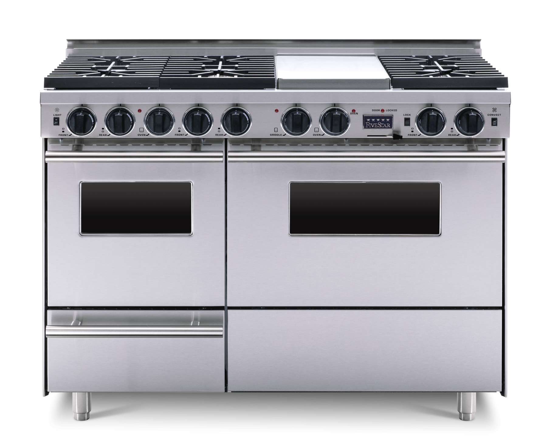 FiveStar TTN5397BW 48 Inch Stainless Steel Dual Fuel Freestanding Range, in Stainless Steel