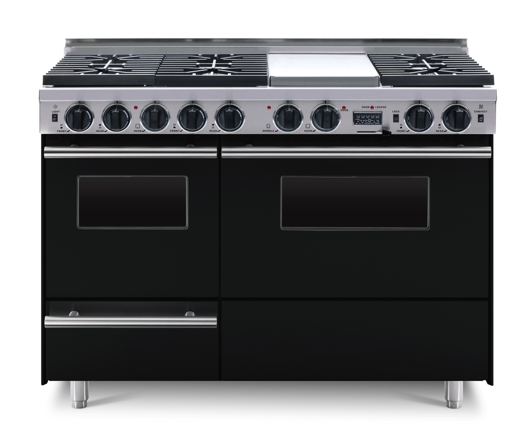 FiveStar TTN5397W 48 Inch Black Dual Fuel Freestanding Range, in Black