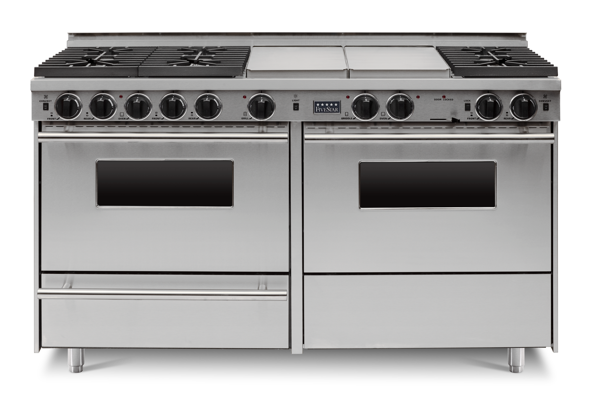 FiveStar TTN6397BW 60 Inch Stainless Steel Dual Fuel Freestanding Range, in Stainless Steel