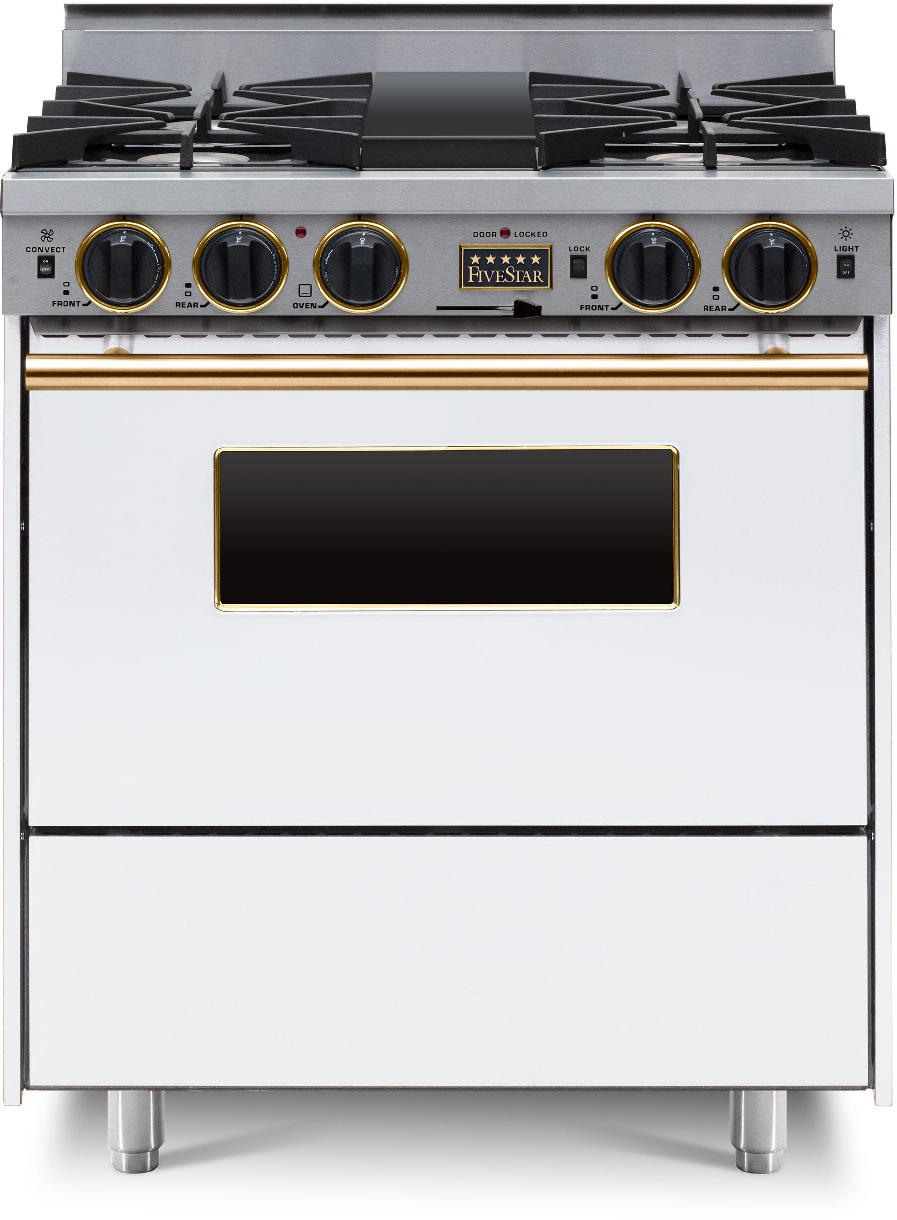 FiveStar WPN276SW 30 Inch White Dual Fuel Freestanding Range, in White