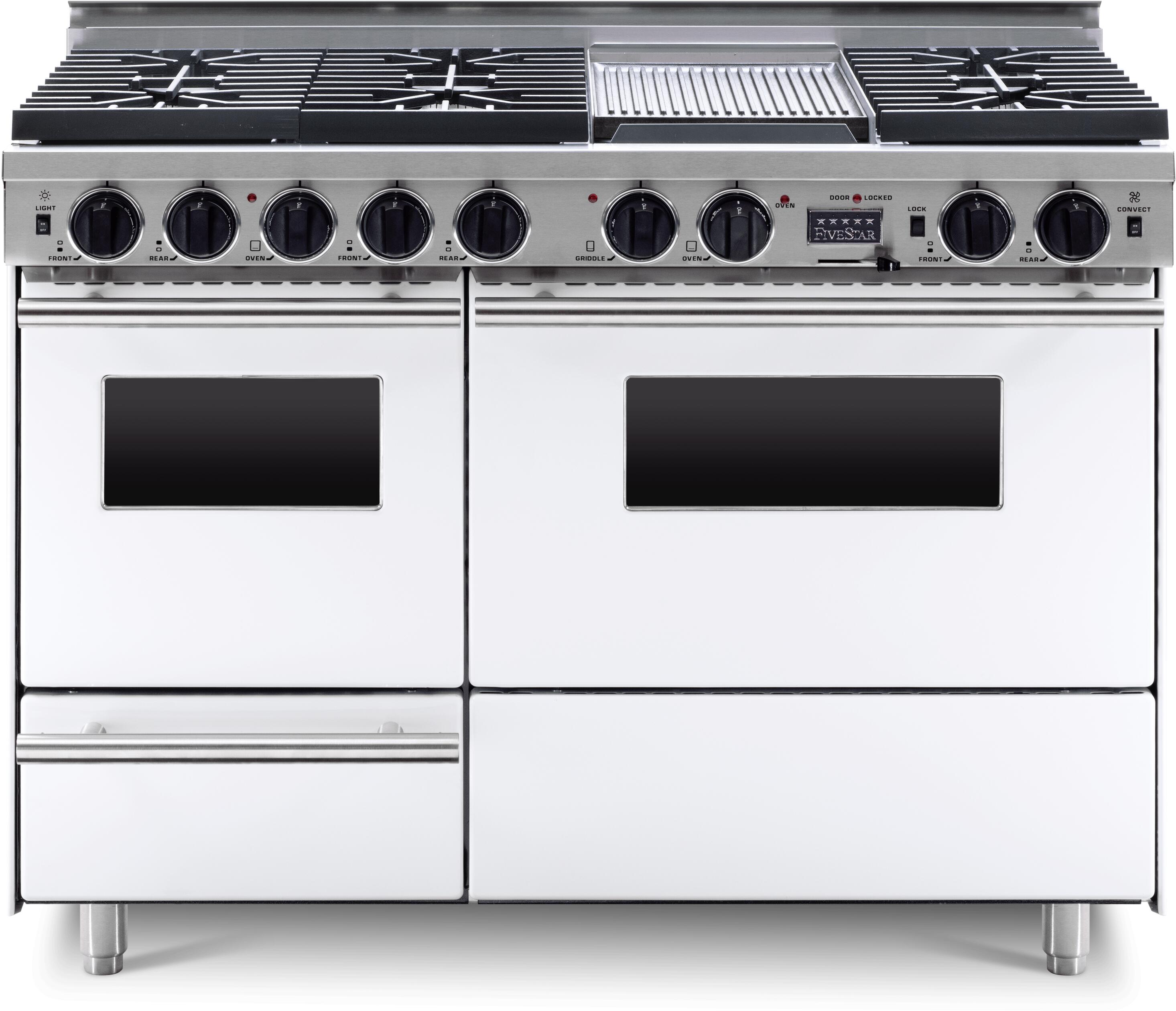 FiveStar WPN5397W 48 Inch White Dual Fuel Freestanding Range, in White