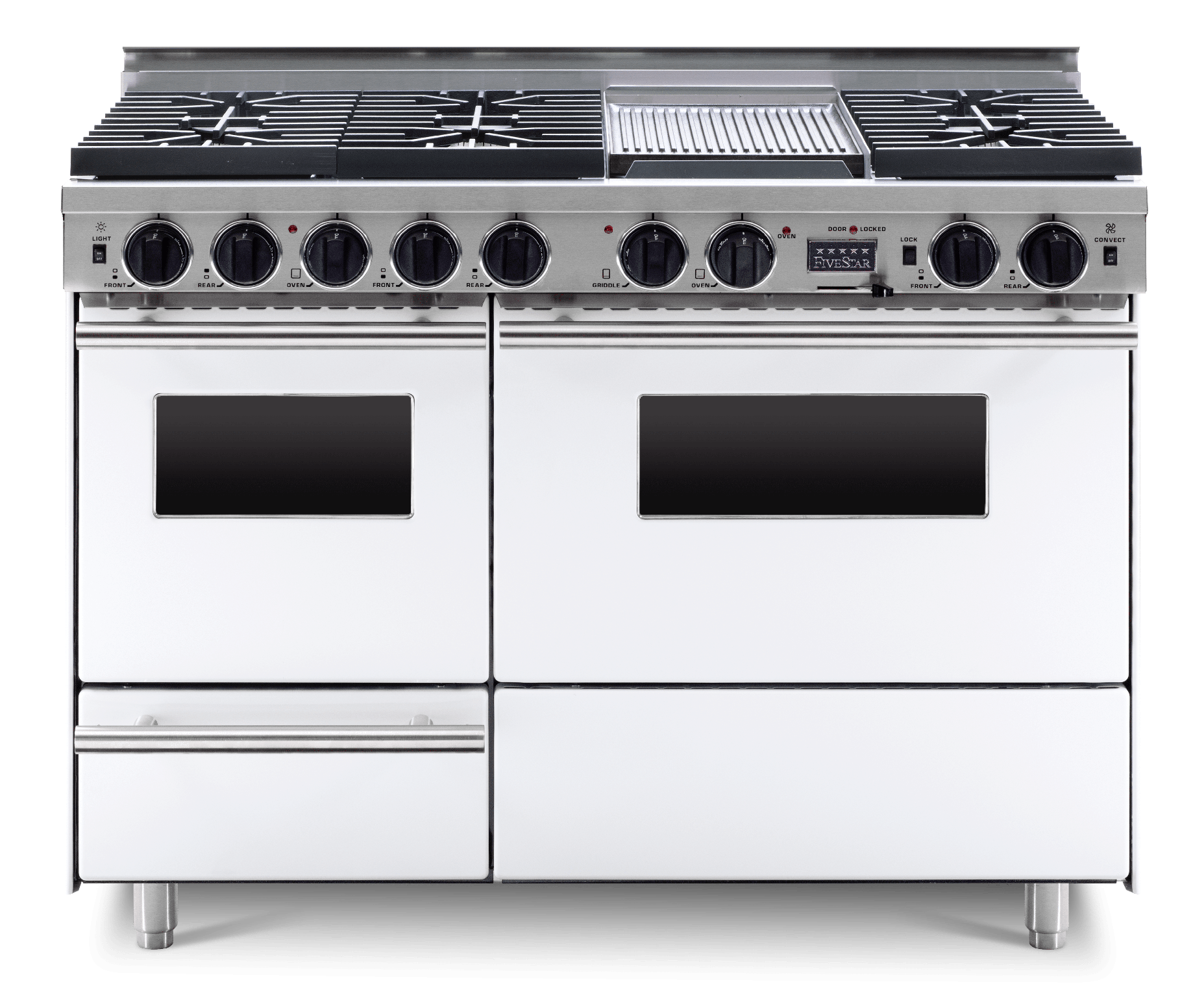 FiveStar WTN5397W 48 Inch White Dual Fuel Freestanding Range, in White