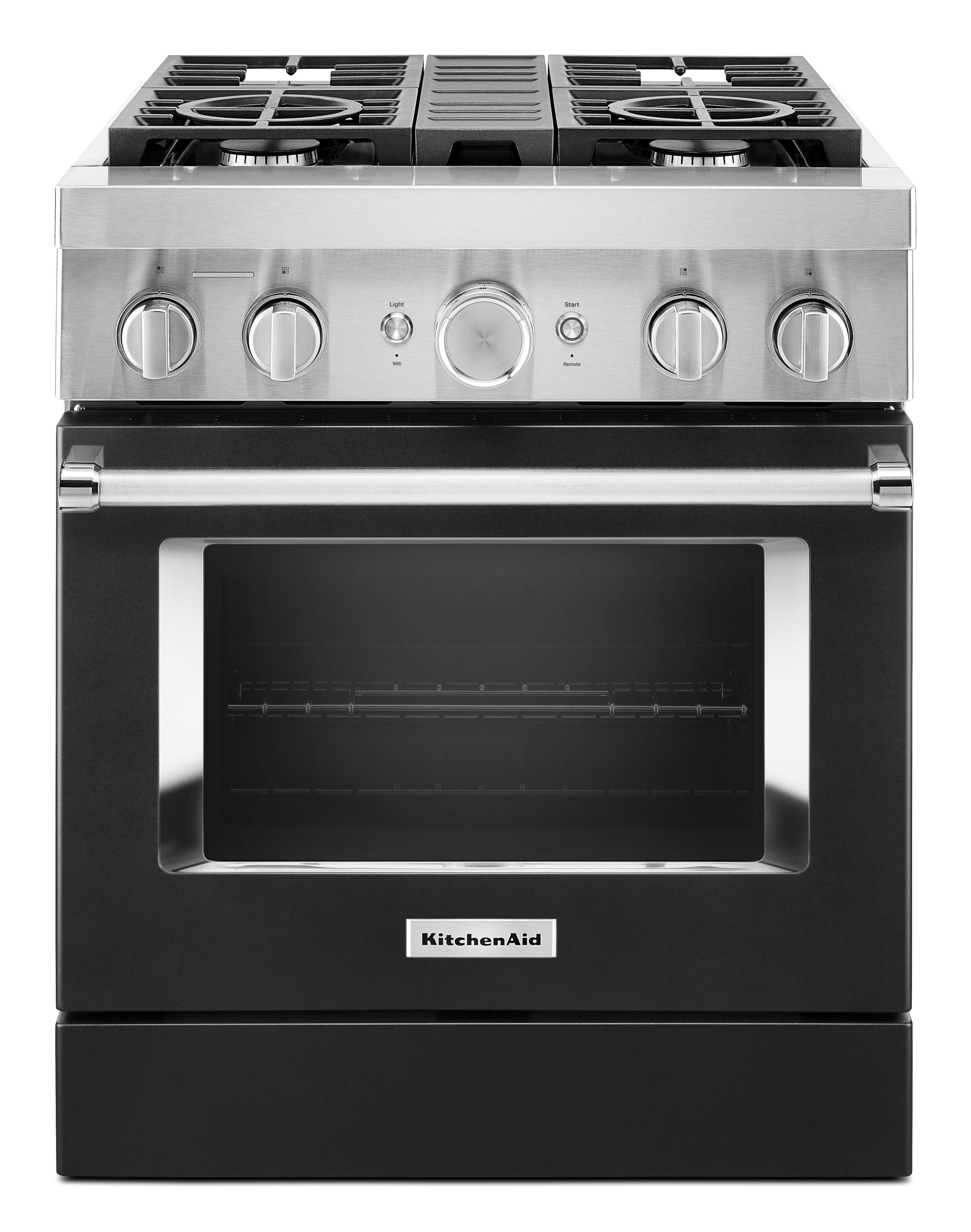 Kitchen Aid KitchenAid 30" Imperial Black Commercial Style Dual Fuel Sealed Burner Range - C