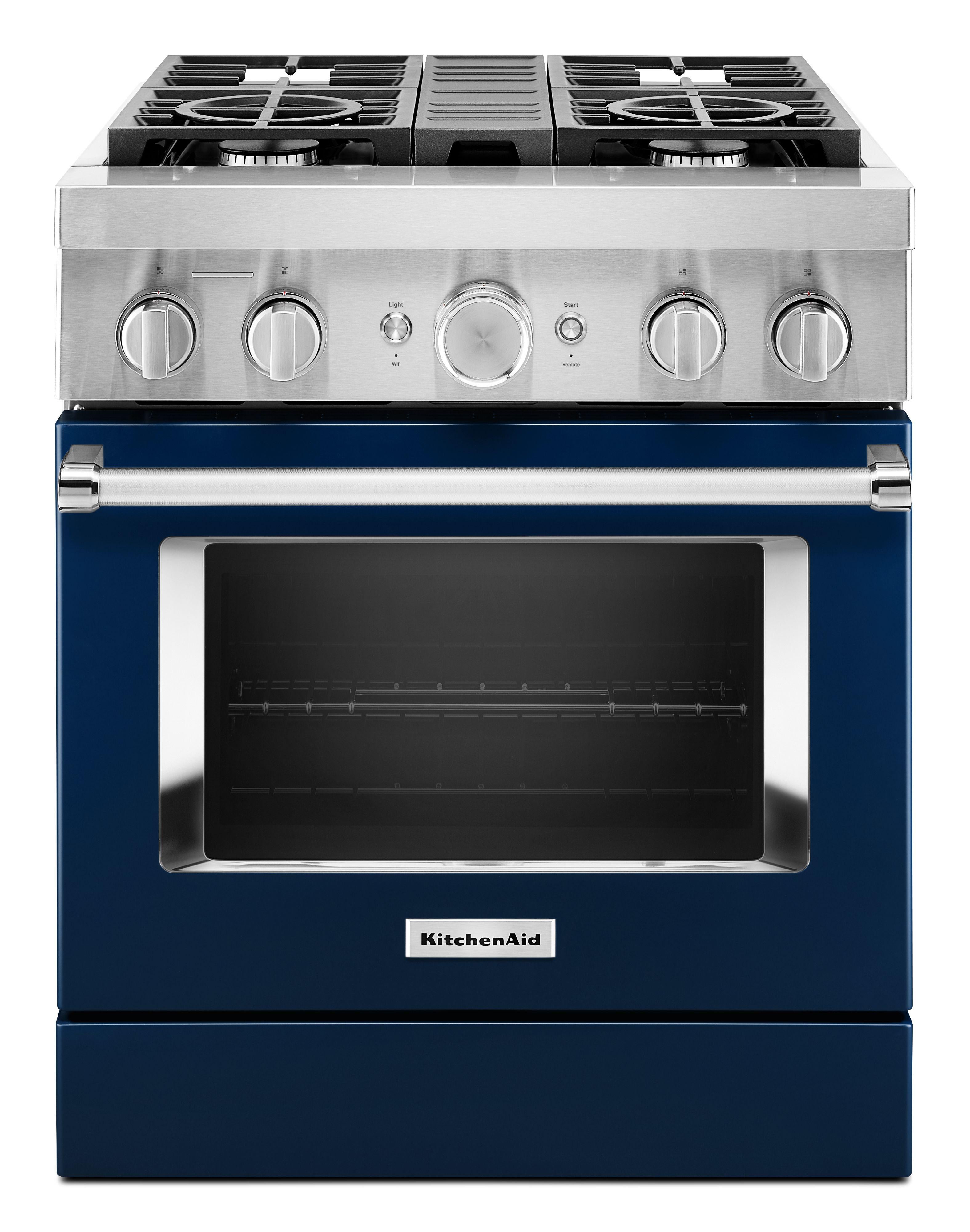 Kitchen Aid KitchenAid 30" Ink Blue Commercial Style Dual Fuel Sealed Burner Range - Convect
