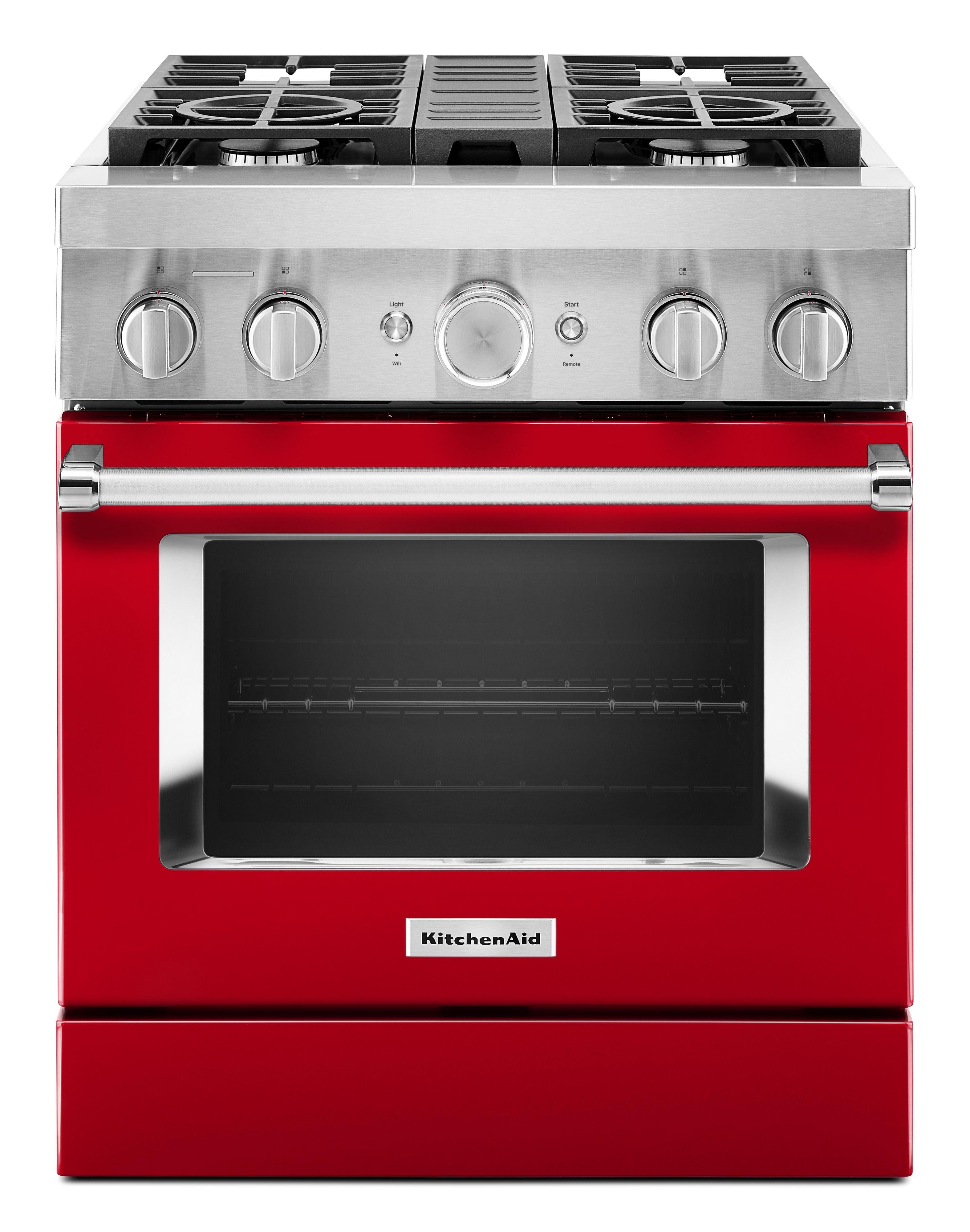 Kitchen Aid KitchenAid 30" Passion Red Commercial Style Dual Fuel Sealed Burner Range - Conv