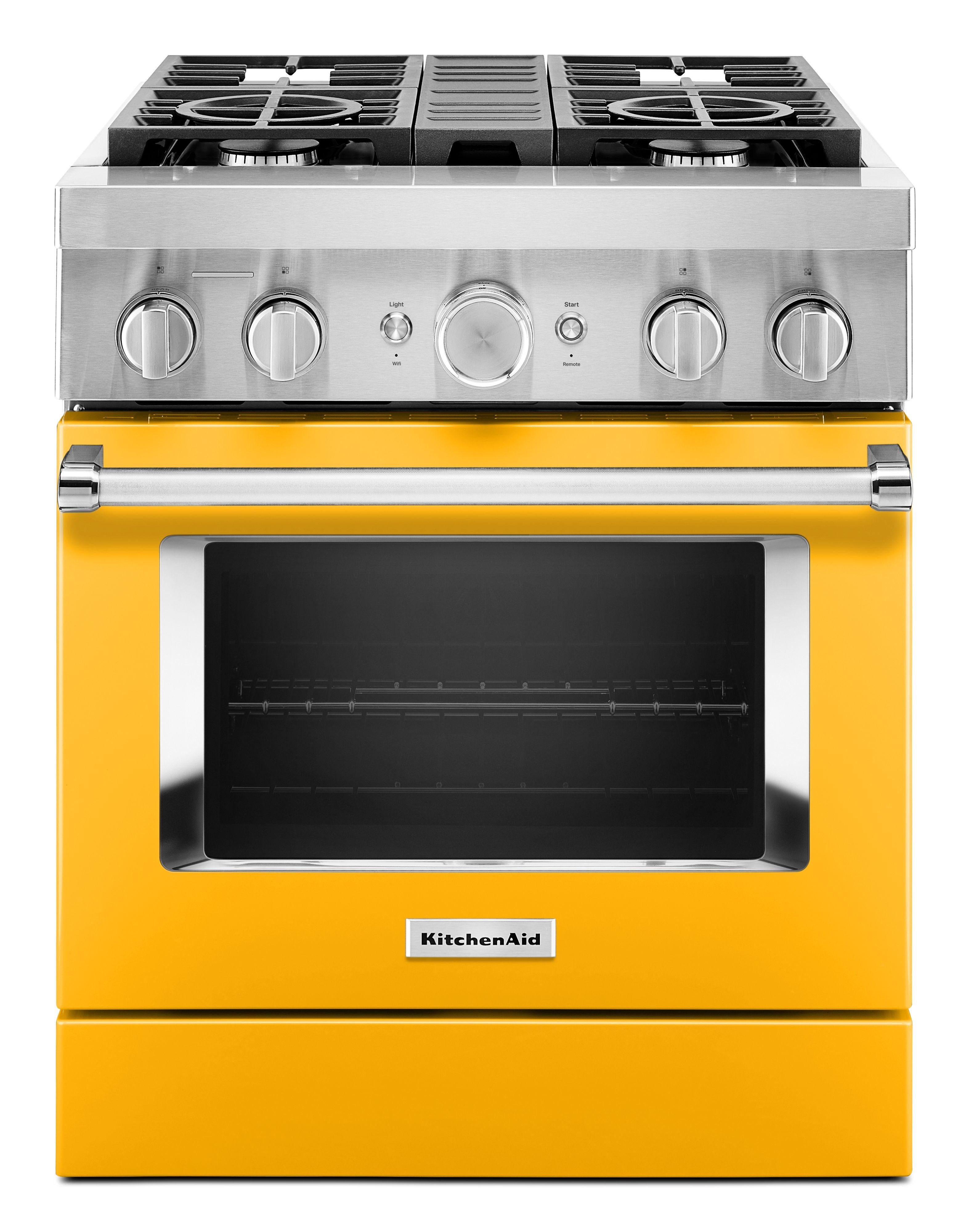 Kitchen Aid KitchenAid 30" Yellow Pepper Commercial Style Dual Fuel Sealed Burner Range - Co