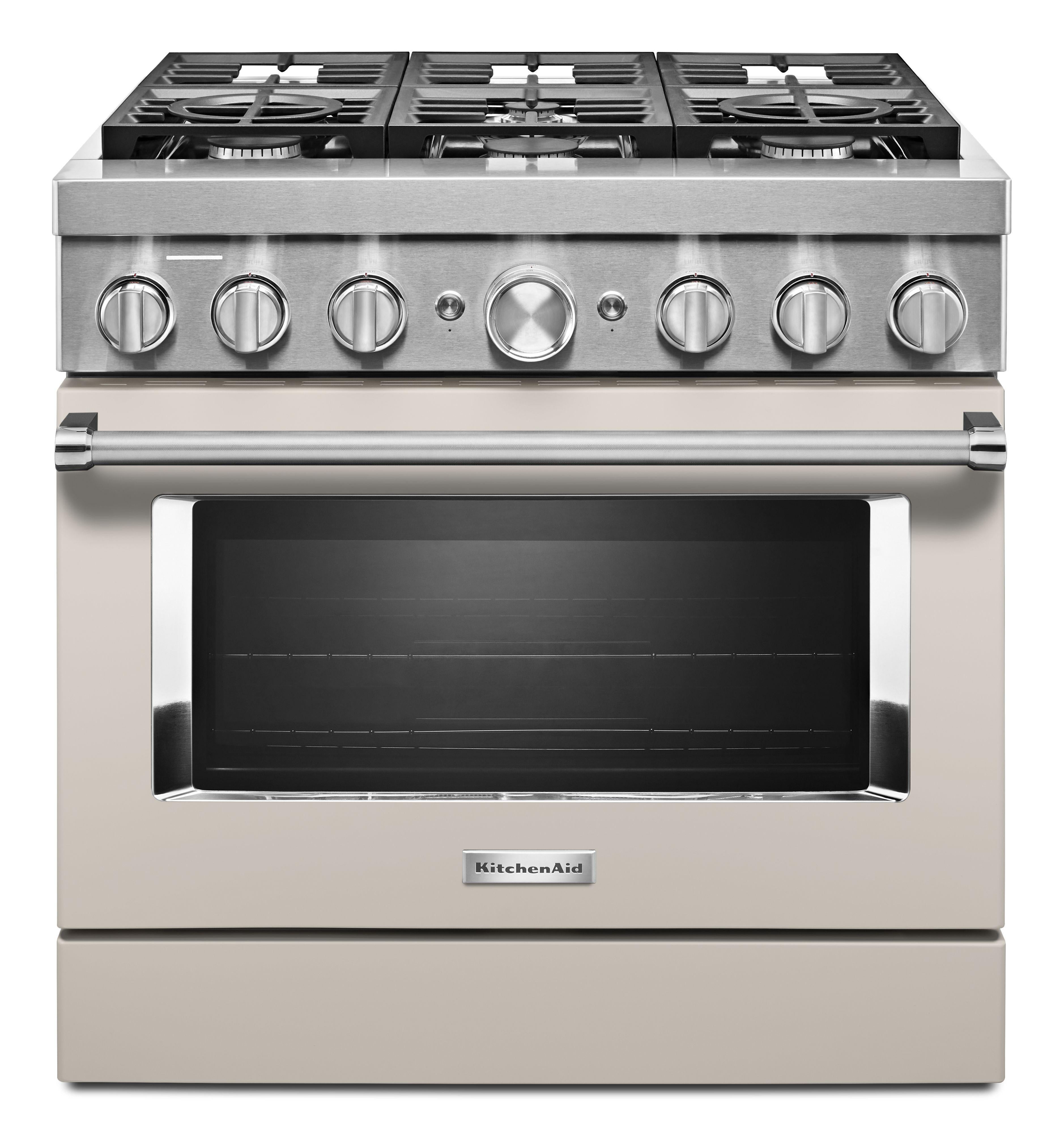 Kitchen Aid KitchenAid 36" Matte Milkshake Commercial Style Dual Fuel Sealed Burner Range -