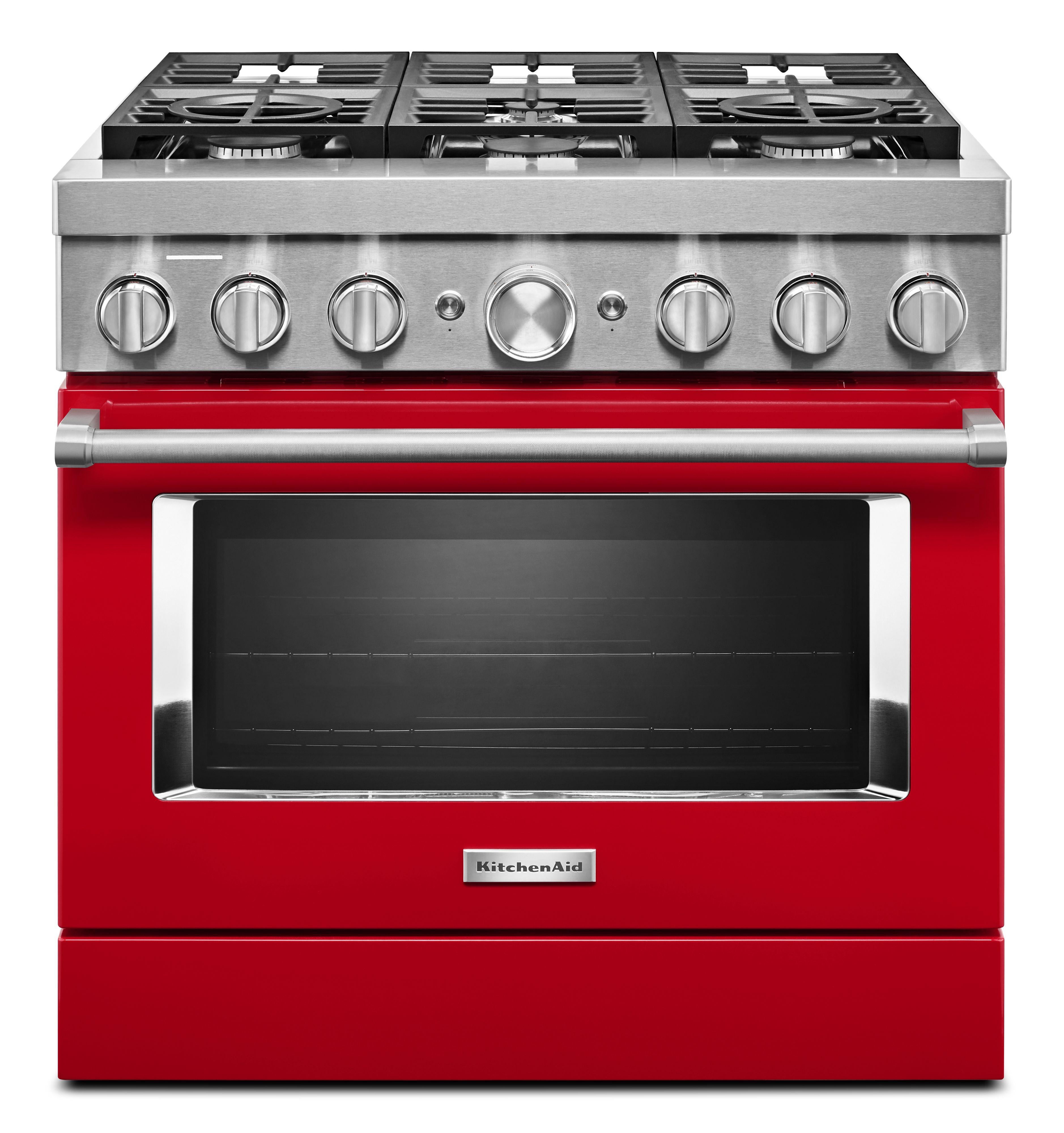 Kitchen Aid KitchenAid 36" Passion Red Commercial Style Dual Fuel Sealed Burner Range - Conv