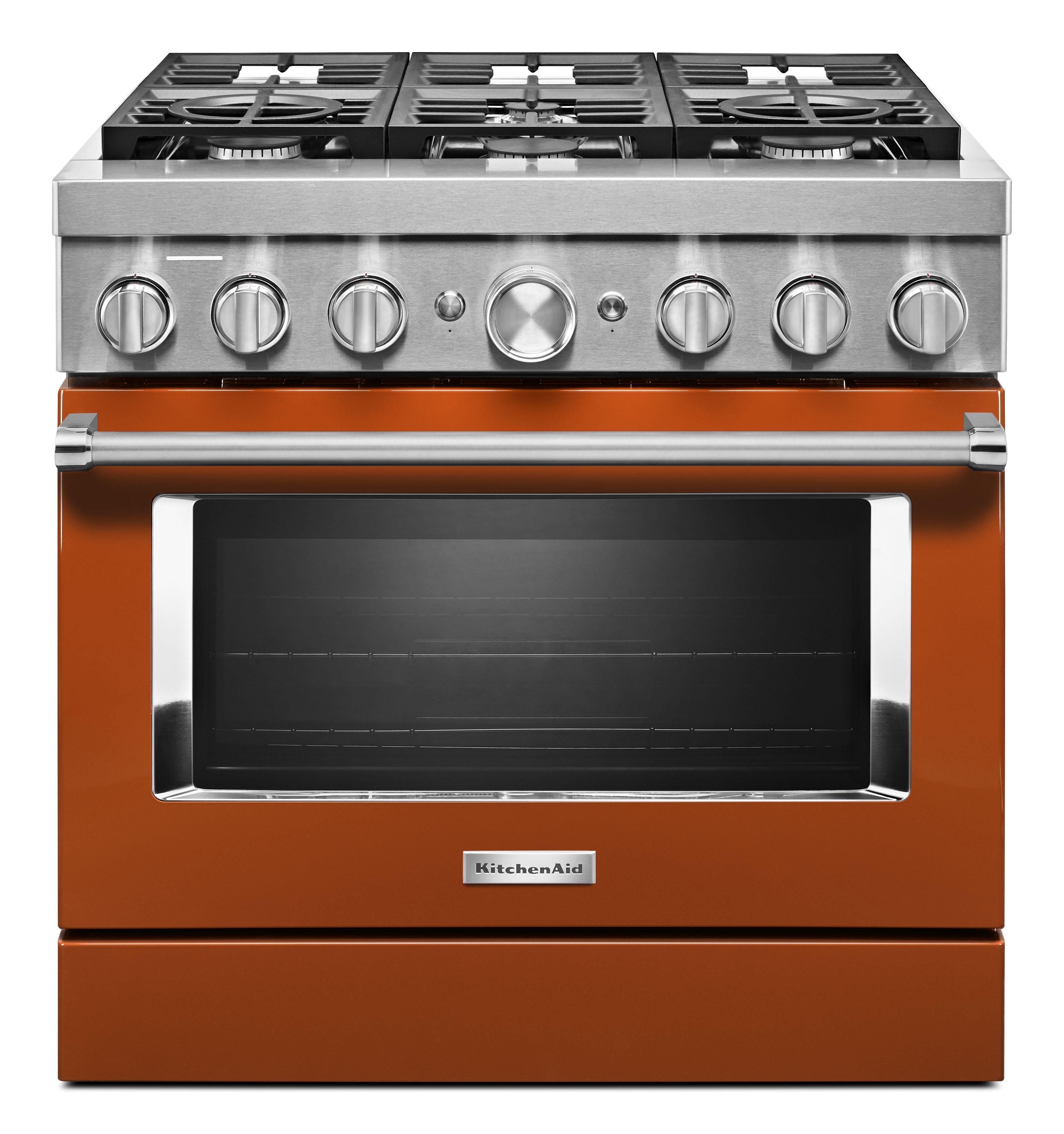 Kitchen Aid KitchenAid 36" Scorched Orange Commercial Style Dual Fuel Sealed Burner Range -