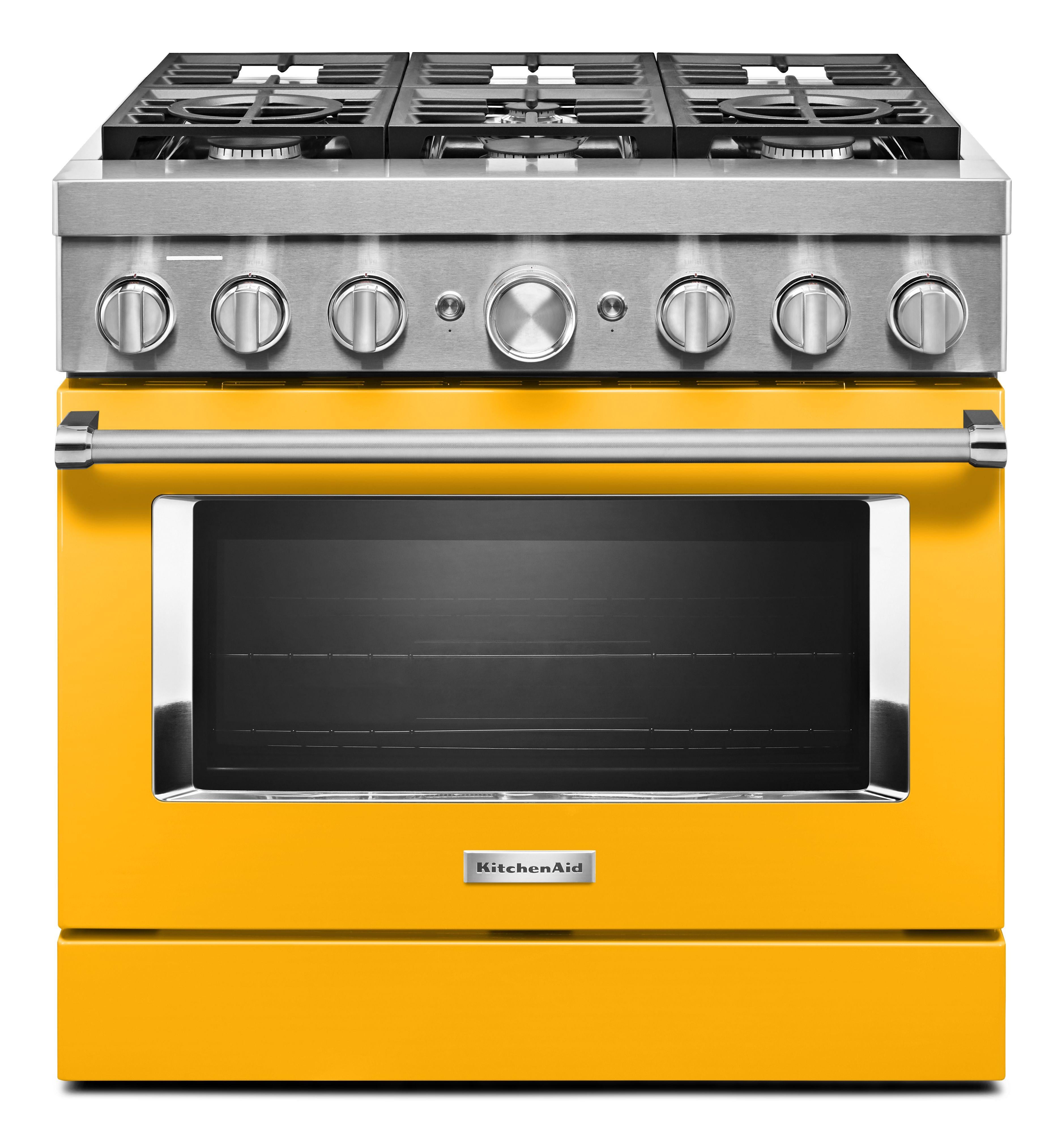 Kitchen Aid KitchenAid 36" Yellow Pepper Commercial Style Dual Fuel Sealed Burner Range - Co