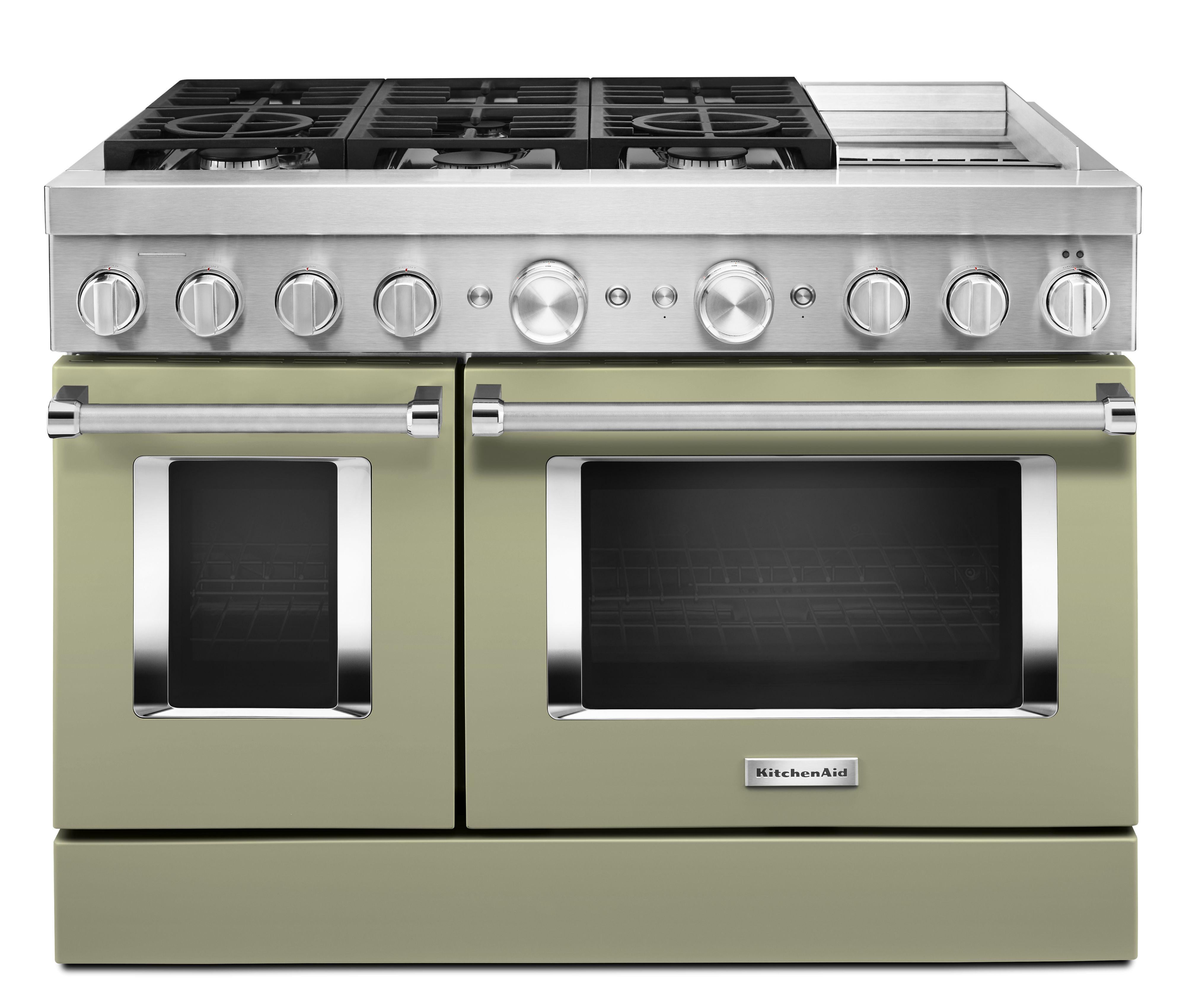 Kitchen Aid KitchenAid 48" Avocado Cream Commercial Style Dual Fuel Double Oven Sealed Burne