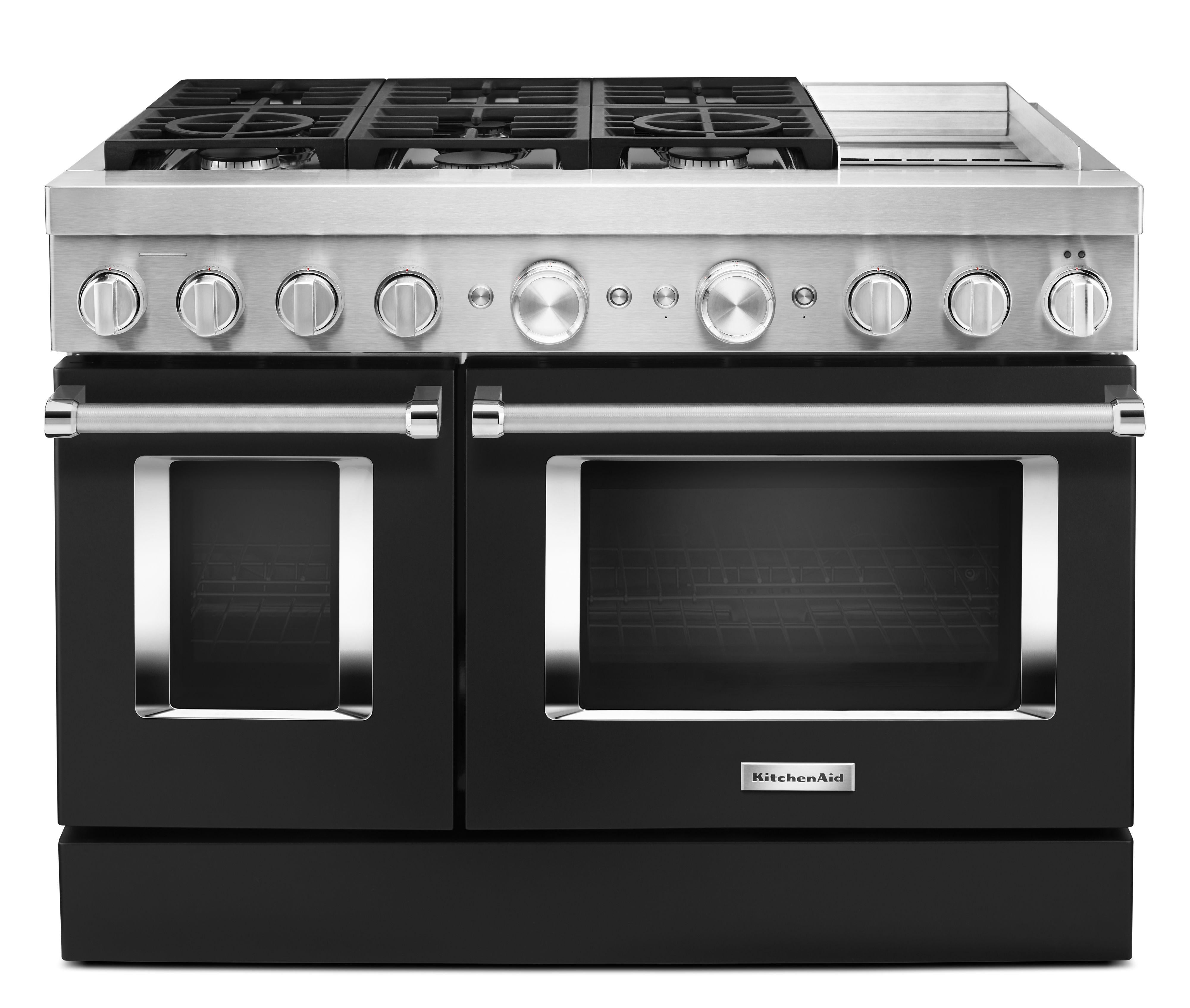 Kitchen Aid KitchenAid 48" Imperial Black Commercial Style Dual Fuel Double Oven Sealed Burn