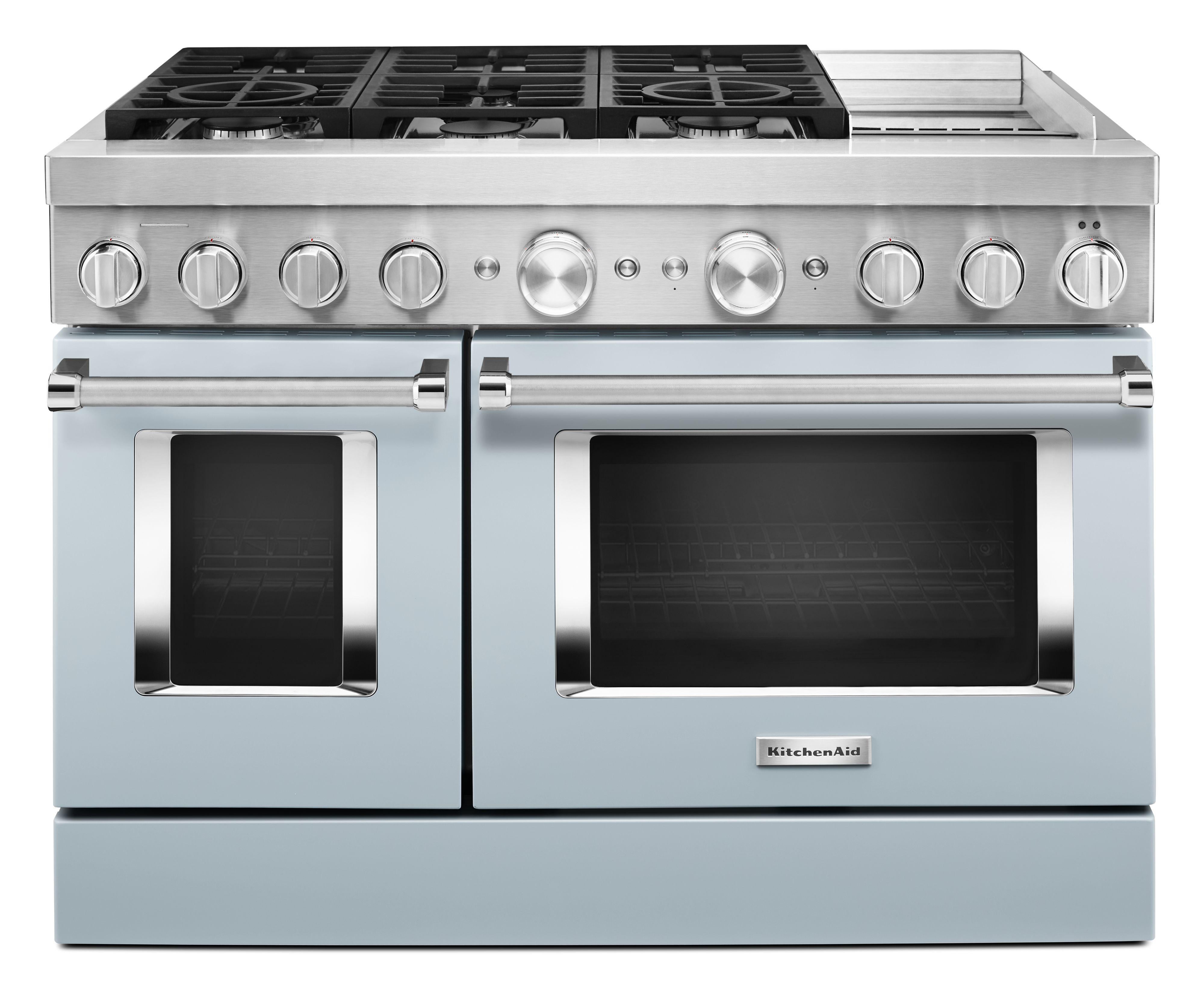 Kitchen Aid KitchenAid 48" Misty Blue Commercial Style Dual Fuel Double Oven Sealed Burner R