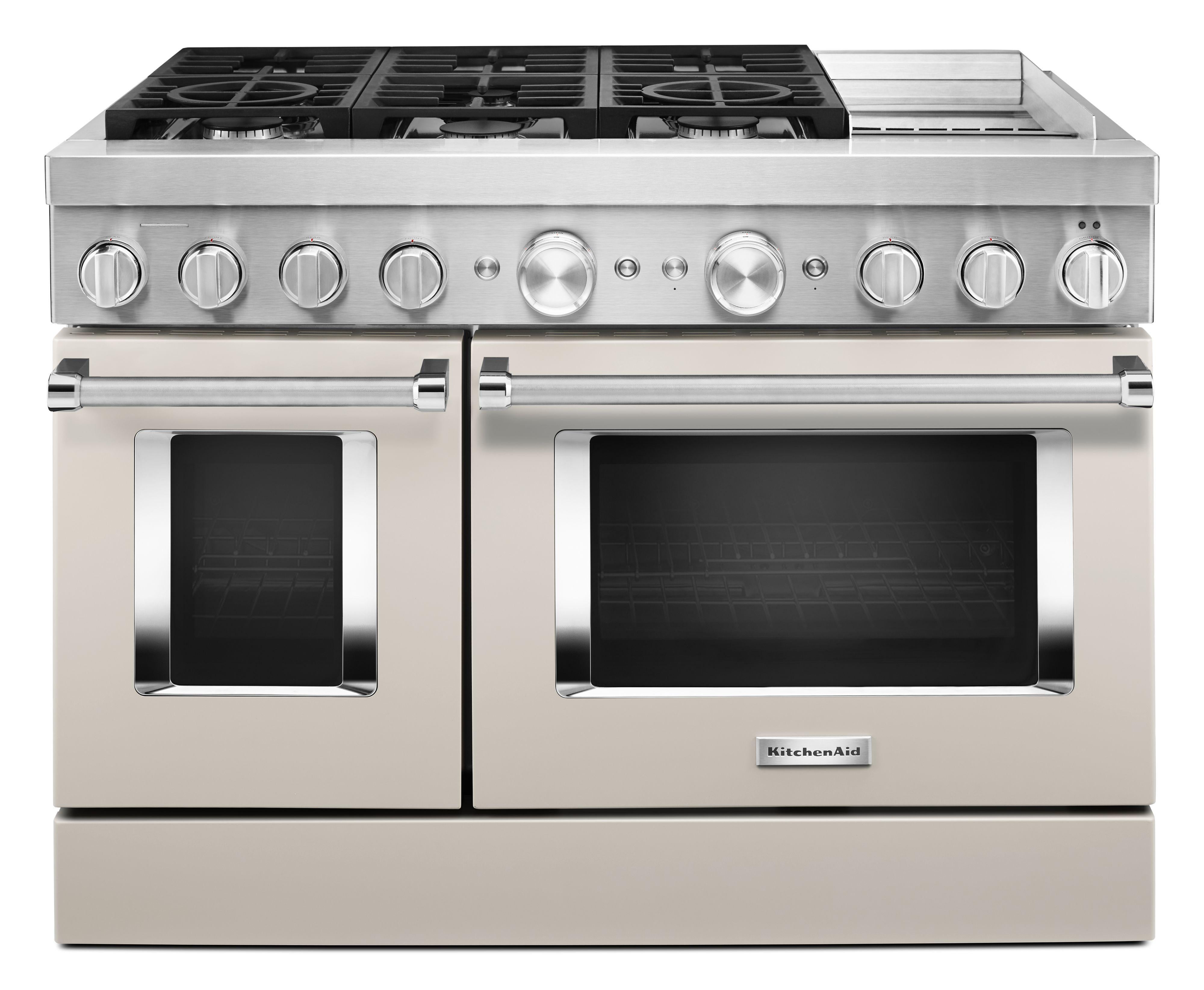 Kitchen Aid KitchenAid 48" Matte Milkshake Commercial Style Dual Fuel Double Oven Sealed Bur