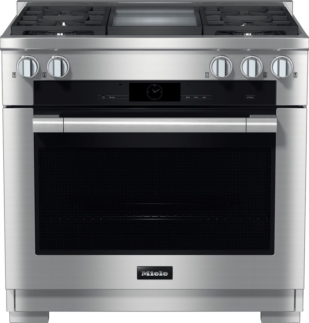 Miele HR19363LP G7000 Series 36 Inch Liquid Propane, Freestanding Range in Clean Touch Steel