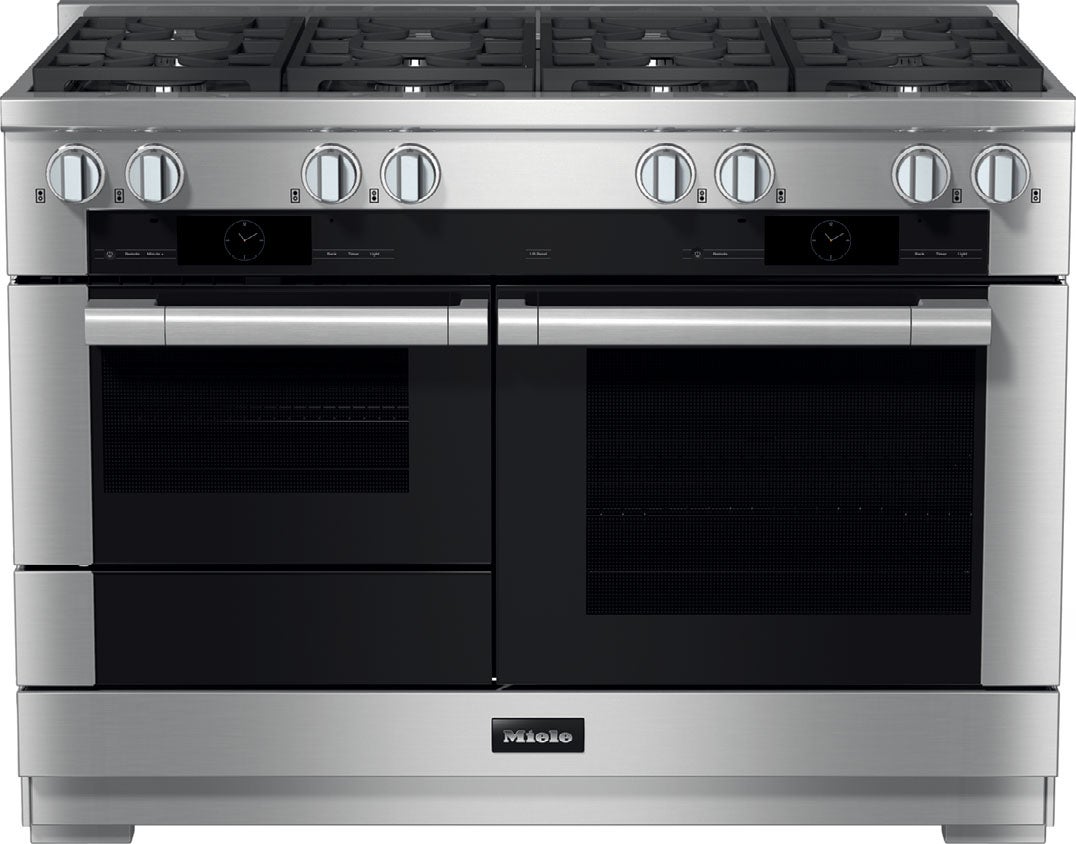 Miele HR19543LP G7000 Series 48 Inch Liquid Propane, Dual Fuel Double Oven Freestanding Range in Clean Touch Steel