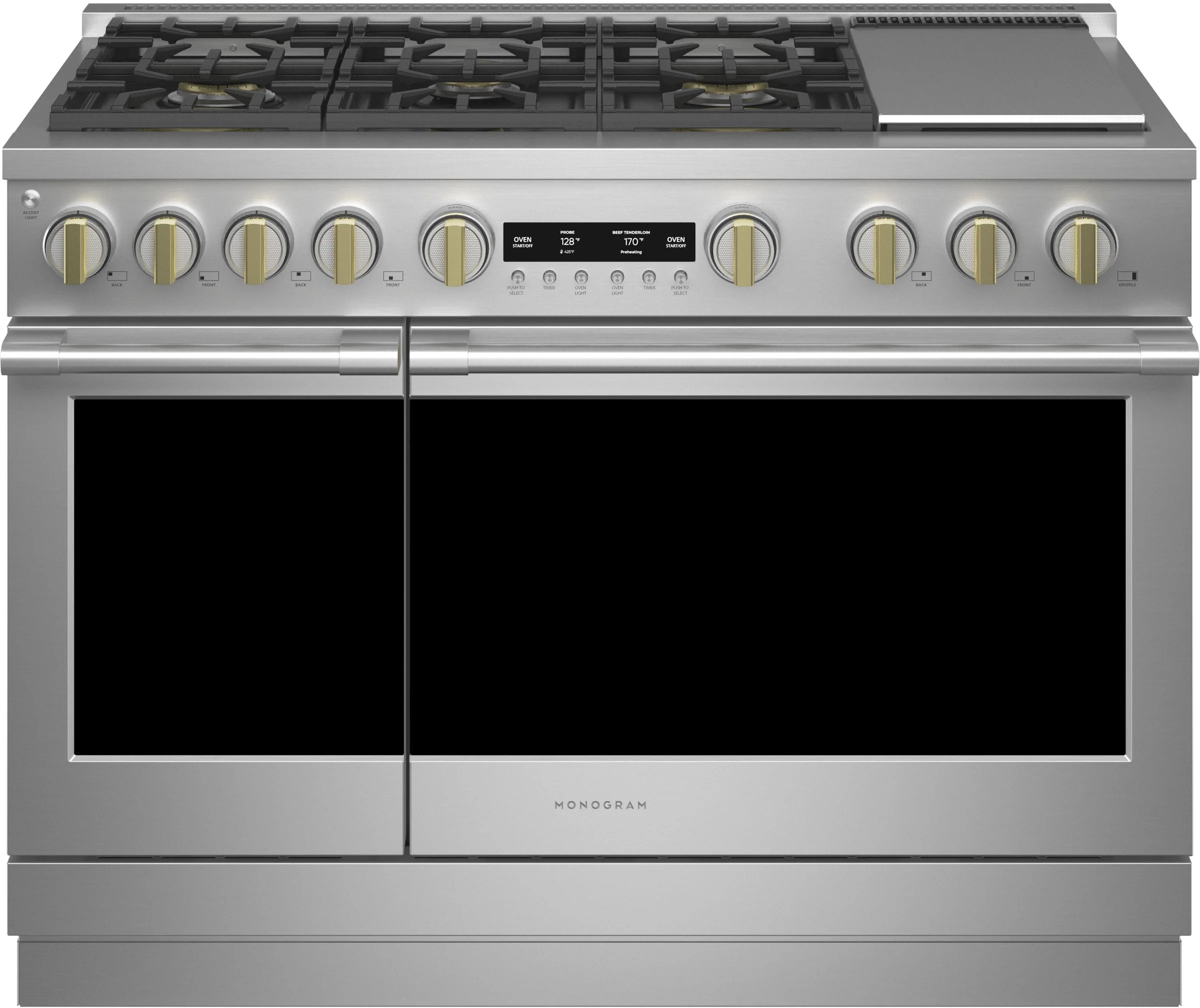 Monogram ZDP486NDTSS 48 Inch Stainless Steel Dual Fuel Freestanding Range, in Stainless Steel
