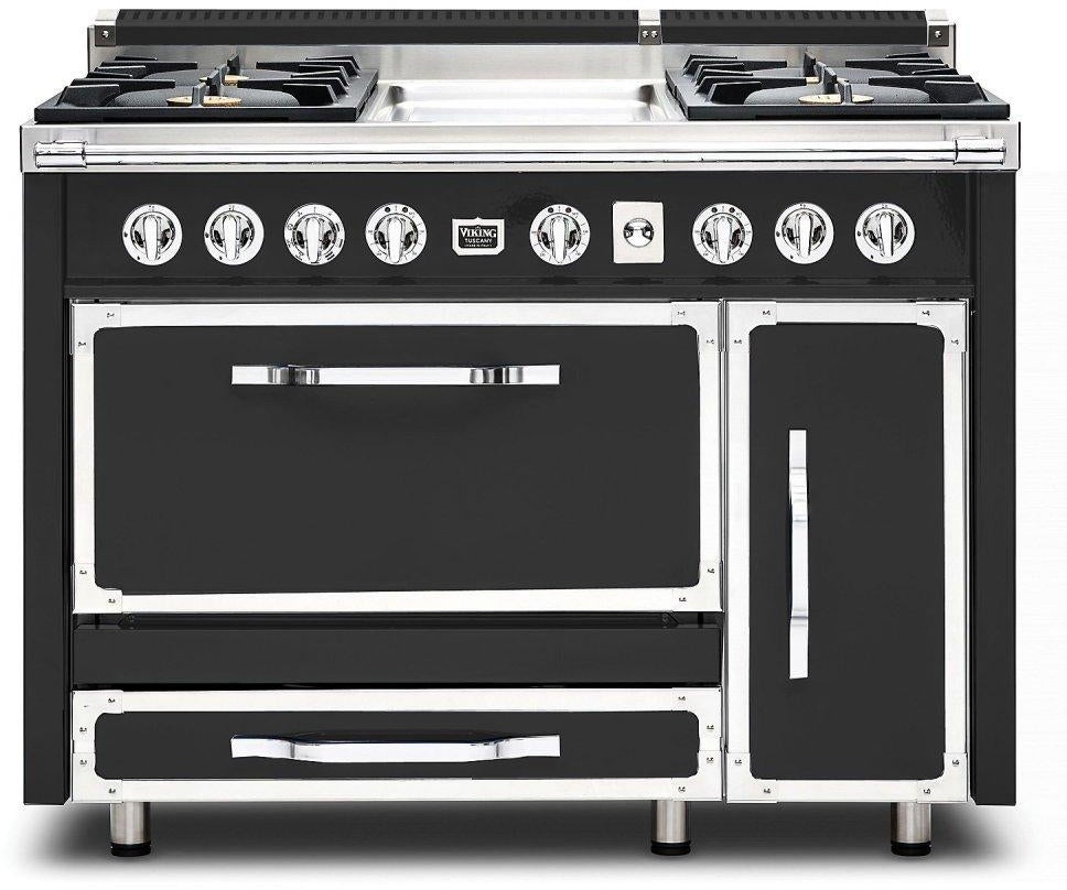 Viking TVDR4814GCS Tuscany Series 48 Inch Cast Black Dual Fuel Convection Double Oven Freestanding Range