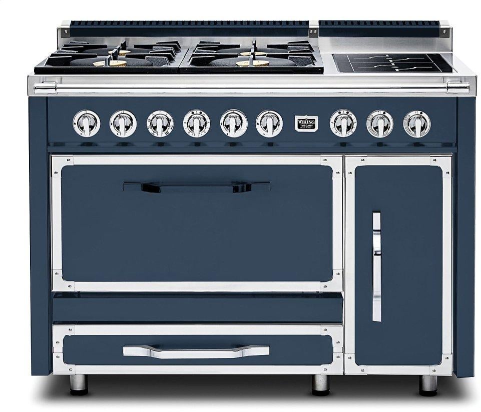 Viking TVDR4814ISB 48 Inch Induction Dual Fuel Convection Double Oven Freestanding Range