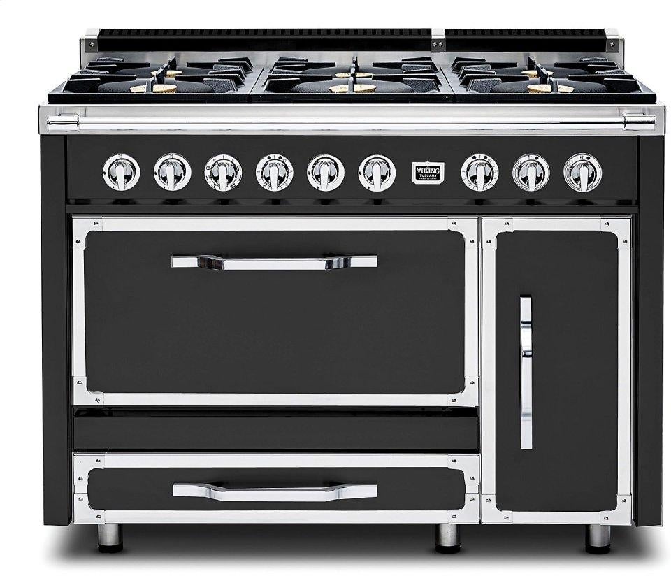 Viking TVDR4816BCS Tuscany Series 48 Inch Cast Black Induction Dual Fuel Convection Double Oven Freestanding Range