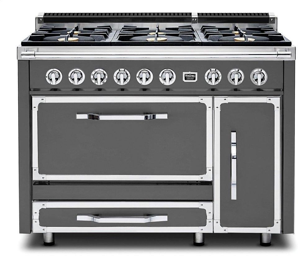 Viking TVDR4816BDG Tuscany Series 48 Inch Damascus Grey Induction Dual Fuel Convection Double Oven Freestanding Range