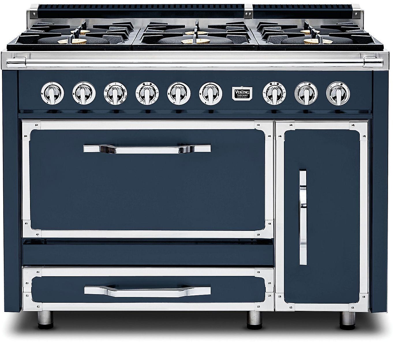 Viking TVDR4816BSB Tuscany Series 48 Inch Slate Blue Induction Dual Fuel Convection Double Oven Freestanding Range