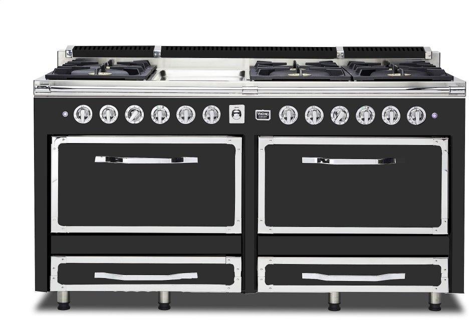 Viking TVDR6616GCS Tuscany Series 66 Inch Cast Black Induction Dual Fuel Convection Double Oven Freestanding Range