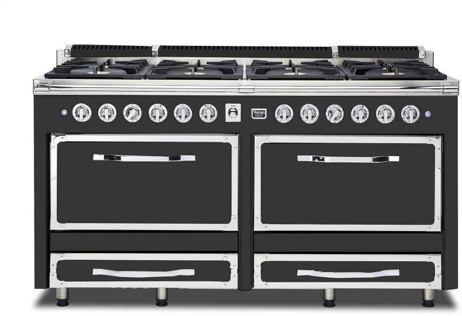 Viking TVDR6618BCS Tuscany Series 66 Inch Cast Black Induction Dual Fuel Convection Double Oven Freestanding Range