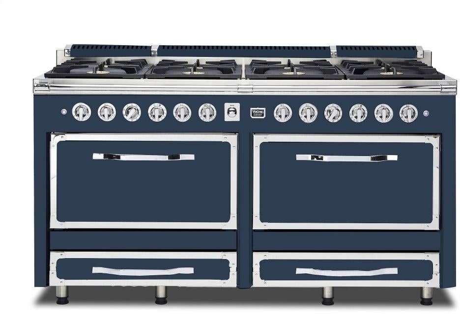 Viking TVDR6618BSB Tuscany Series 66 Inch Slate Blue Induction Dual Fuel Convection Double Oven Freestanding Range
