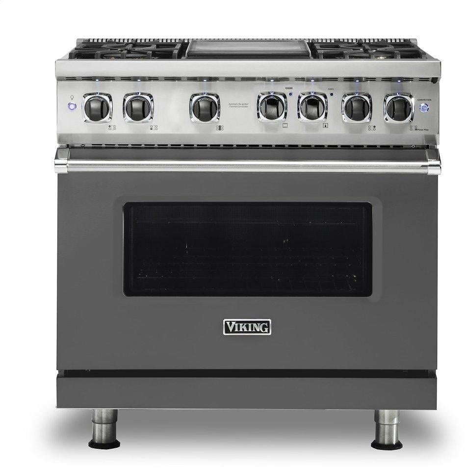 Viking VDR5364GDGLP  5 Series 36 Inch Damascus Grey Dual Fuel Convection Freestanding Range