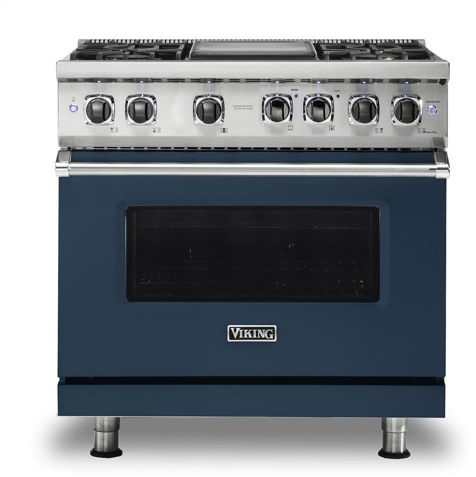 Viking VDR5364GSBLP  5 Series 36 Inch Slate Blue Dual Fuel Convection Freestanding Range