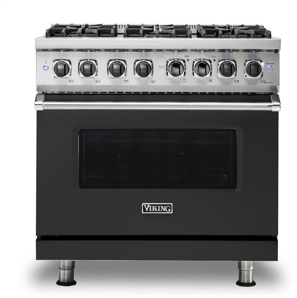 Viking VDR5366BCS  5 Series 36 Inch Cast Black Dual Fuel Convection Freestanding Range