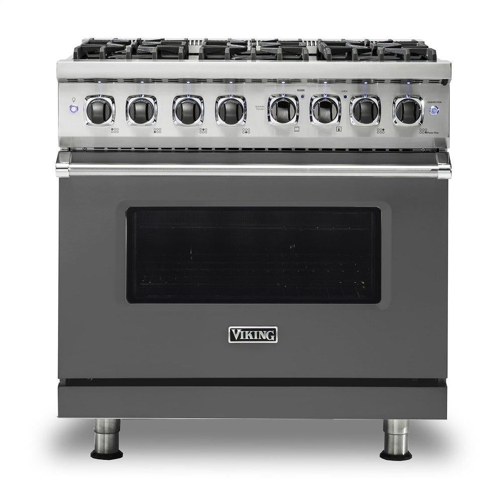 Viking VDR5366BDGLP  5 Series 36 Inch Damascus Grey Dual Fuel Convection Freestanding Range