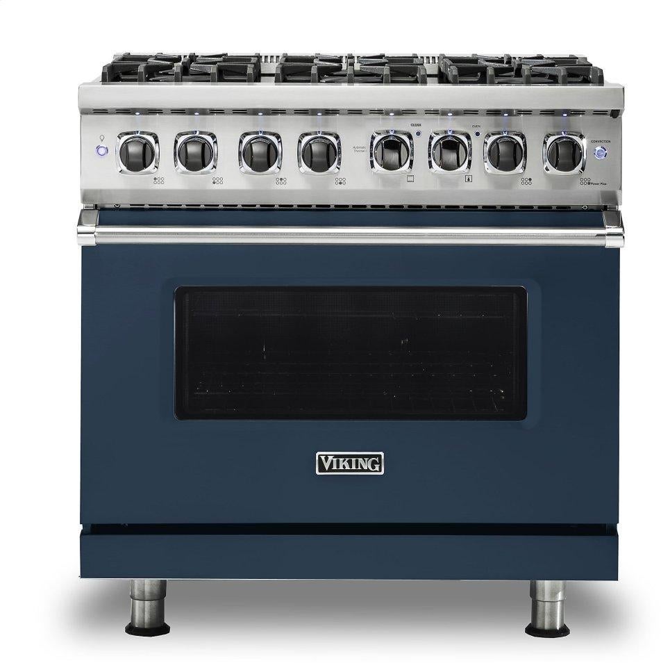 Viking VDR5366BSB  5 Series 36 Inch Slate Blue Dual Fuel Convection Freestanding Range