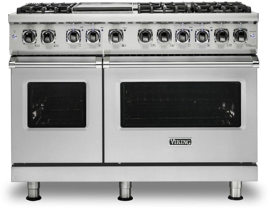 Viking VDR5486GSSLP Professional 5 Series 48 Inch Stainless Steel Dual Fuel Convection Double Oven Freestanding Range
