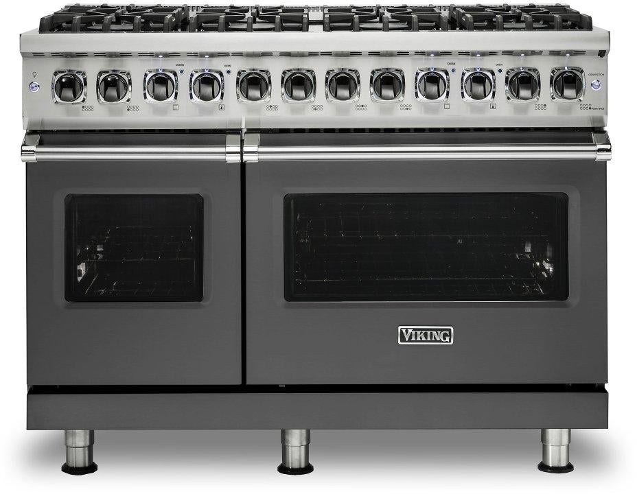Viking VDR5488BDGLP 5 Series 48 Inch Damascus Grey Dual Fuel Convection Double Oven Freestanding Range