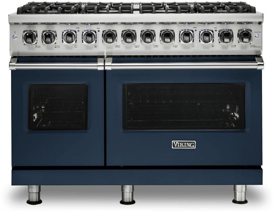 Viking VDR5488BSB 5 Series 48 Inch Slate Blue Dual Fuel Convection Double Oven Freestanding Range